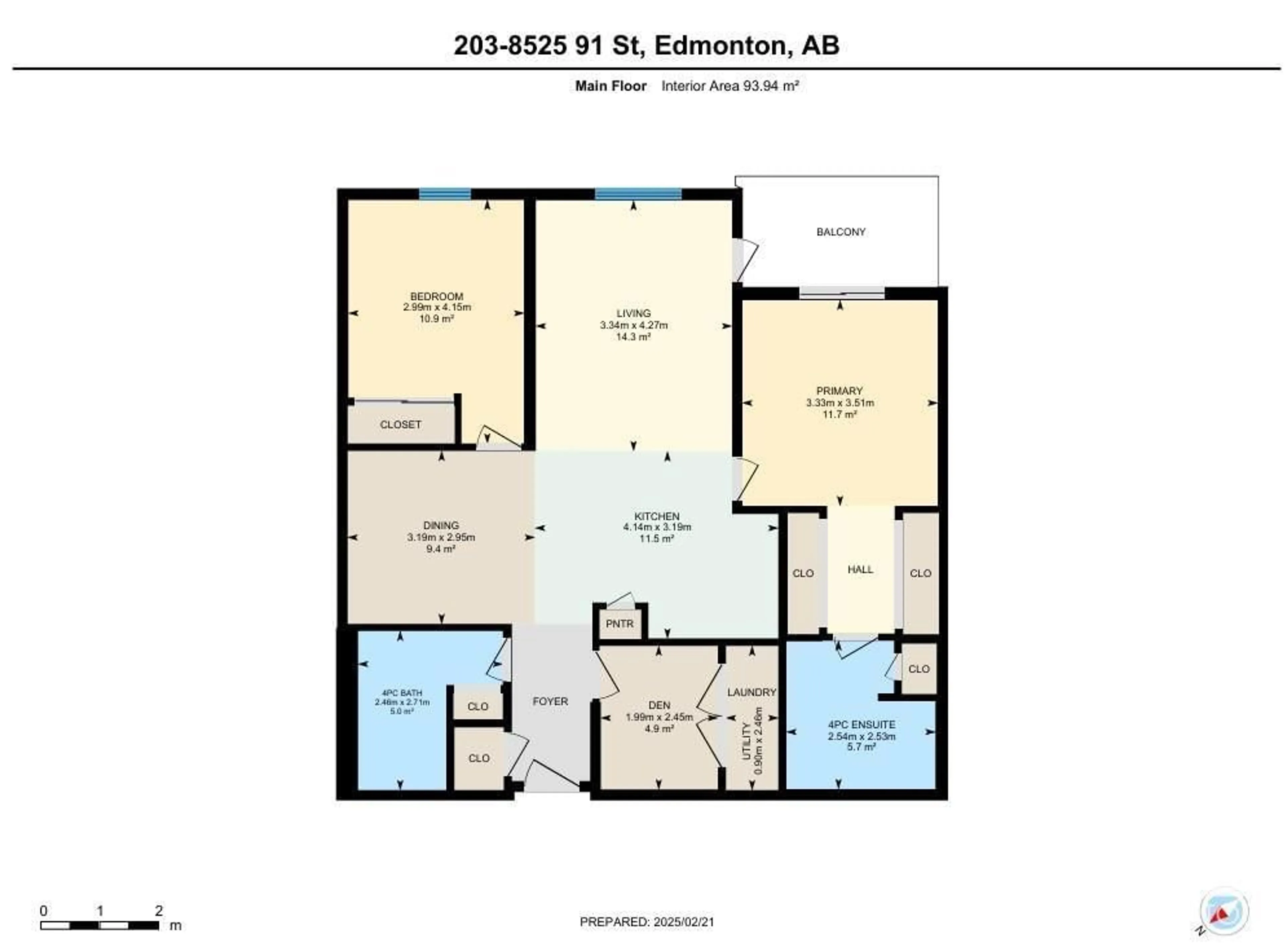 Floor plan for #203 8525 91 ST NW, Edmonton Alberta T6C3N1