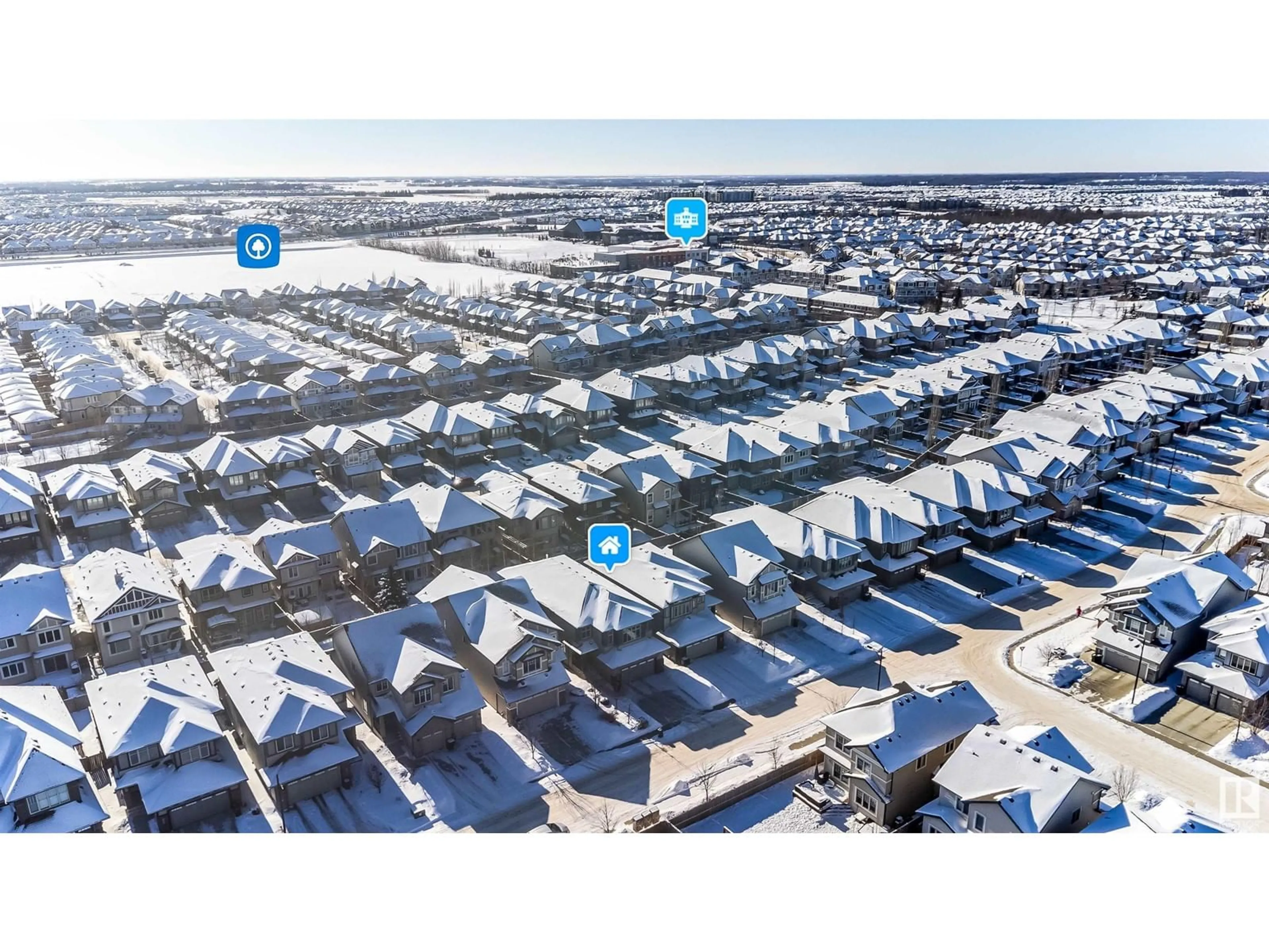 A pic from outside/outdoor area/front of a property/back of a property/a pic from drone, street for 1391 AINSLIE WD SW, Edmonton Alberta T6W3E9