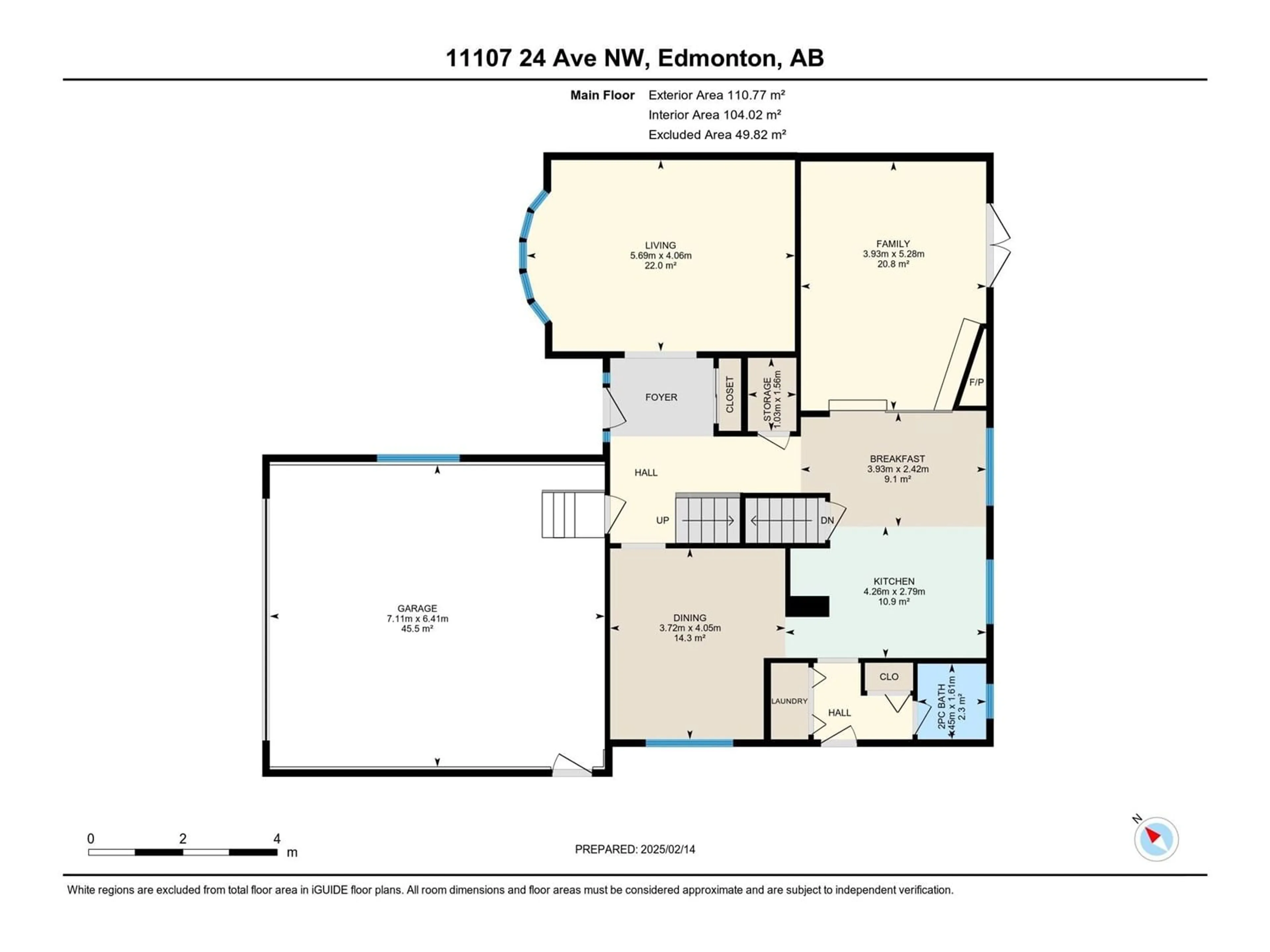 Floor plan for 11107 24 AV NW, Edmonton Alberta T6J4P7