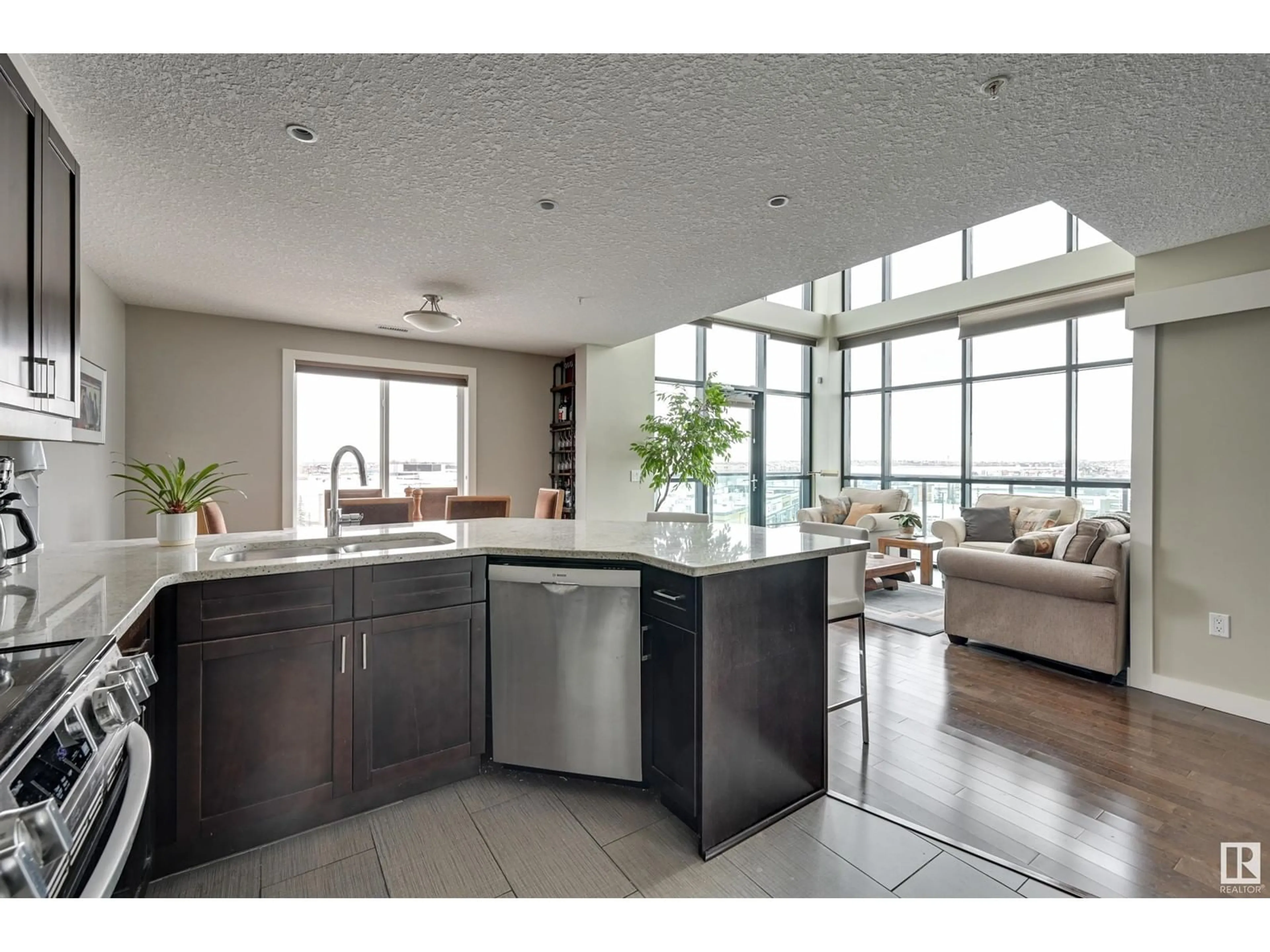 Open concept kitchen, ceramic/tile floor for #502 - 1230 WINDERMERE WY, Edmonton Alberta T6W2J3