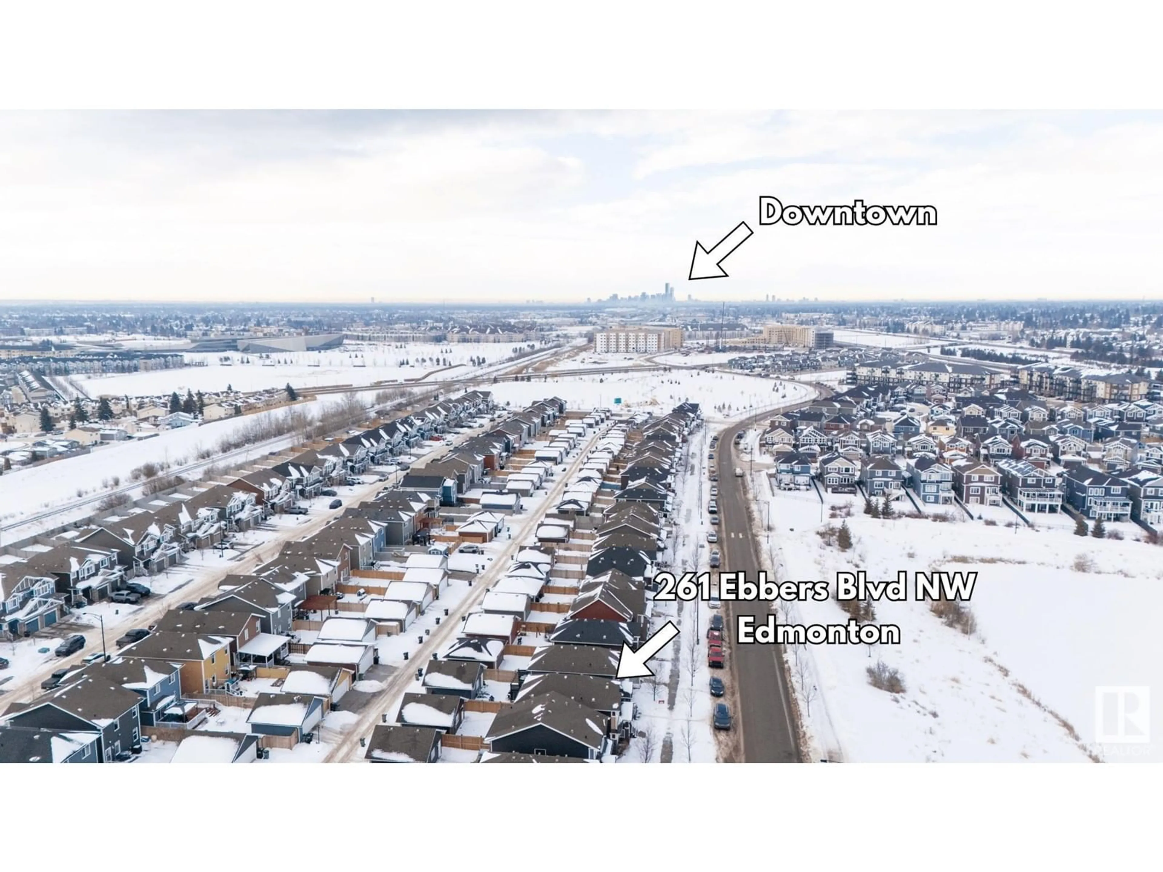 A pic from outside/outdoor area/front of a property/back of a property/a pic from drone, street for 261 EBBERS BV NW, Edmonton Alberta T5Y1R8