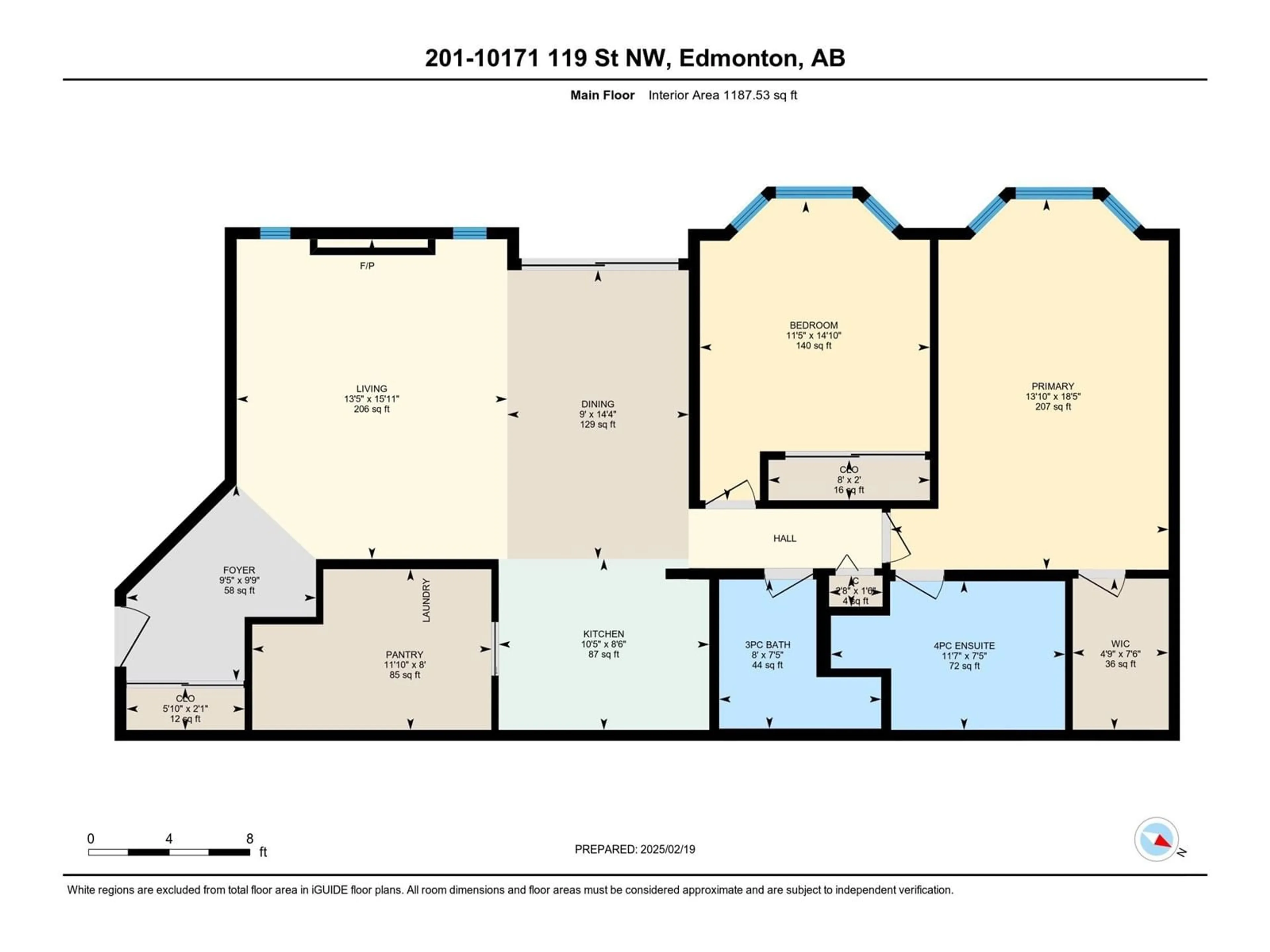 Floor plan for #201 10171 119 ST NW, Edmonton Alberta T5K1Z1