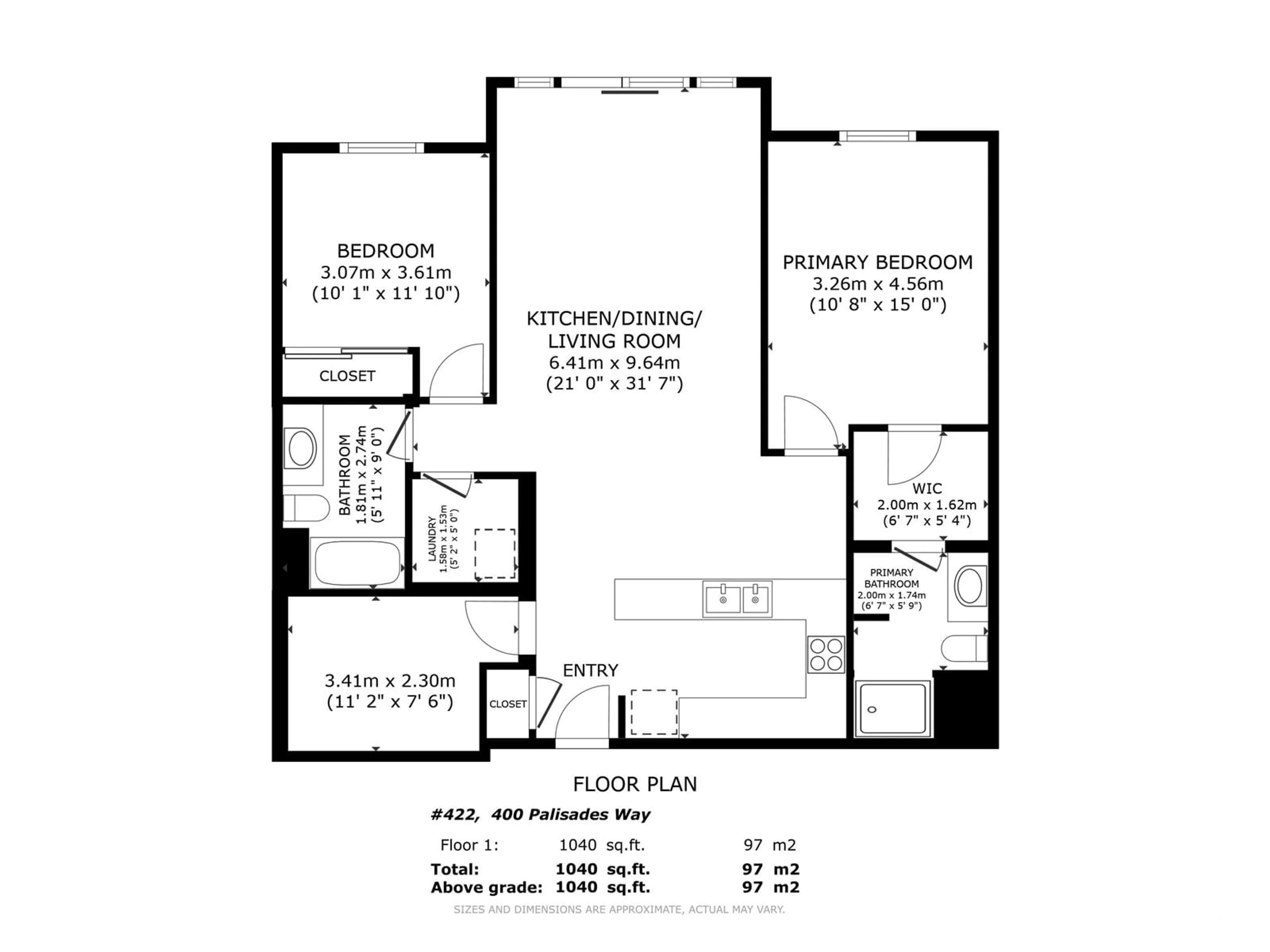 Floor plan for #422 400 PALISADES WY, Sherwood Park Alberta T8H0H4