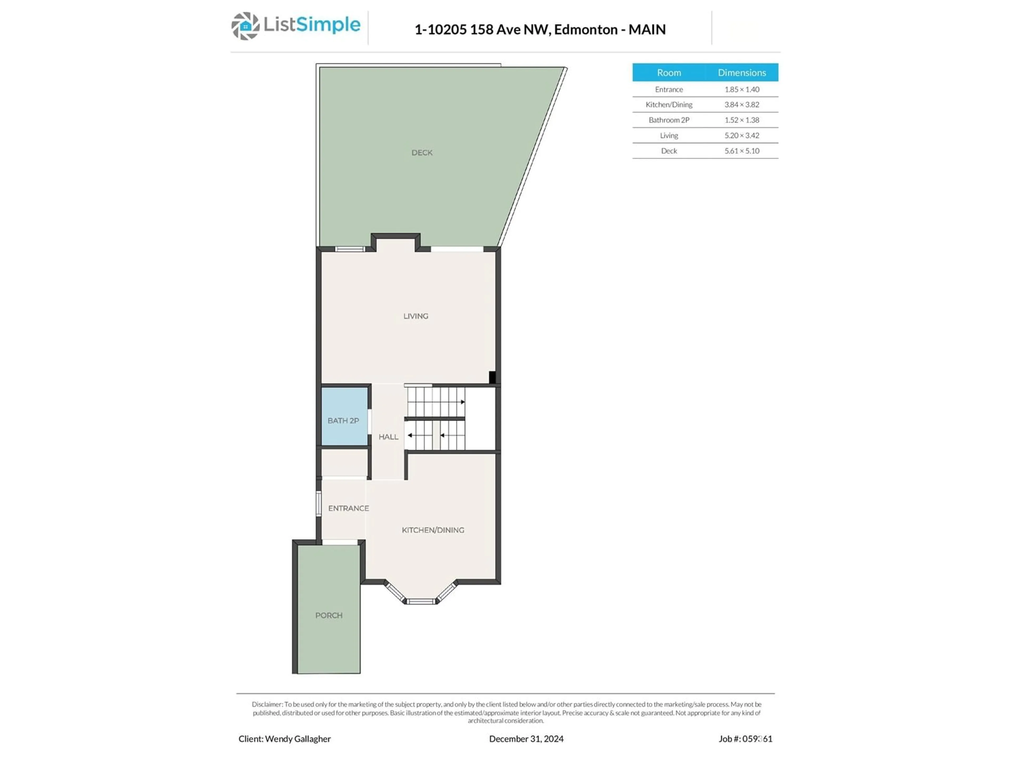 Floor plan for #1 10205 158 AV NW, Edmonton Alberta T5X5E5