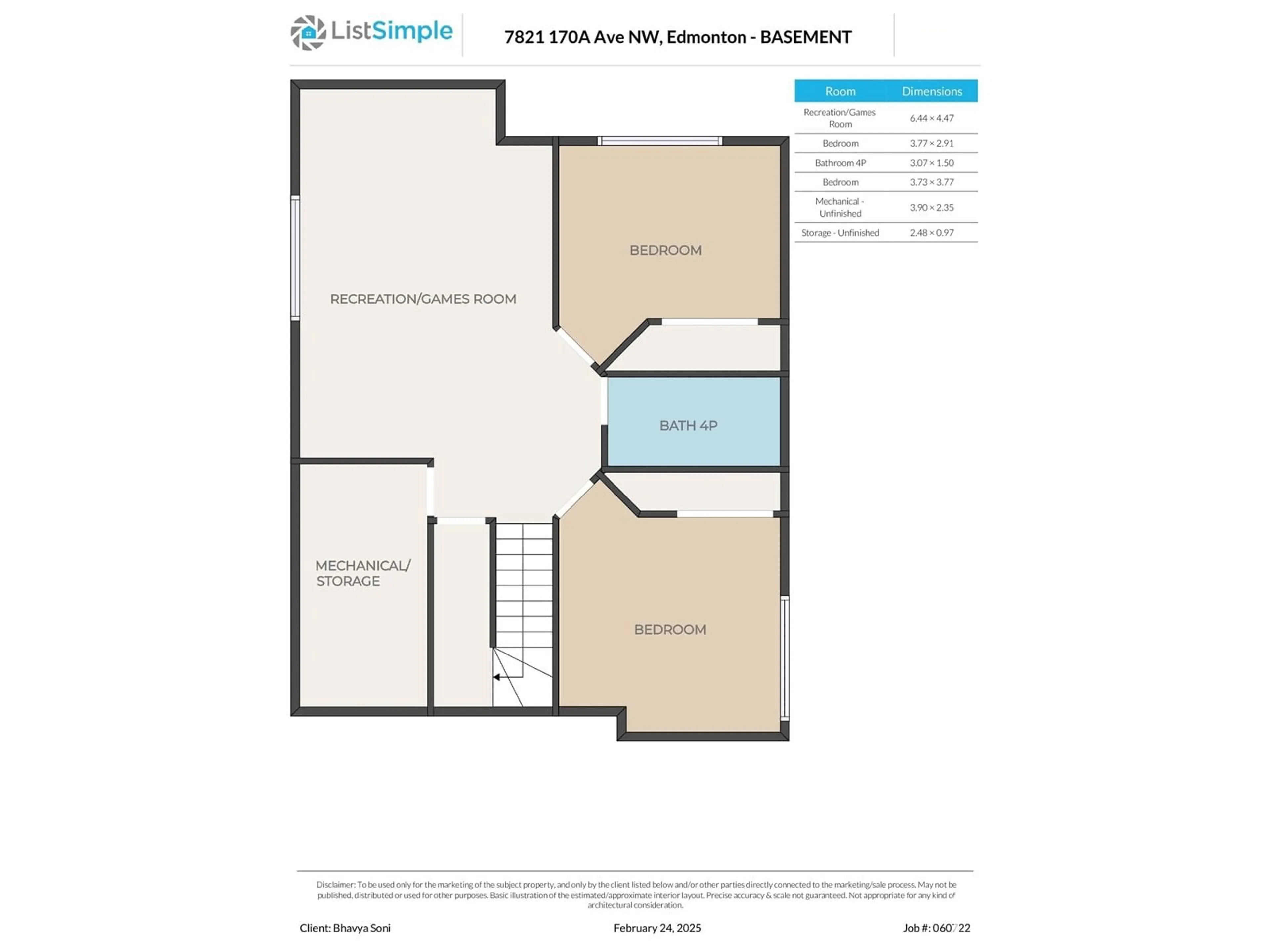 Floor plan for 7821 170A AV NW, Edmonton Alberta T5Z0E6