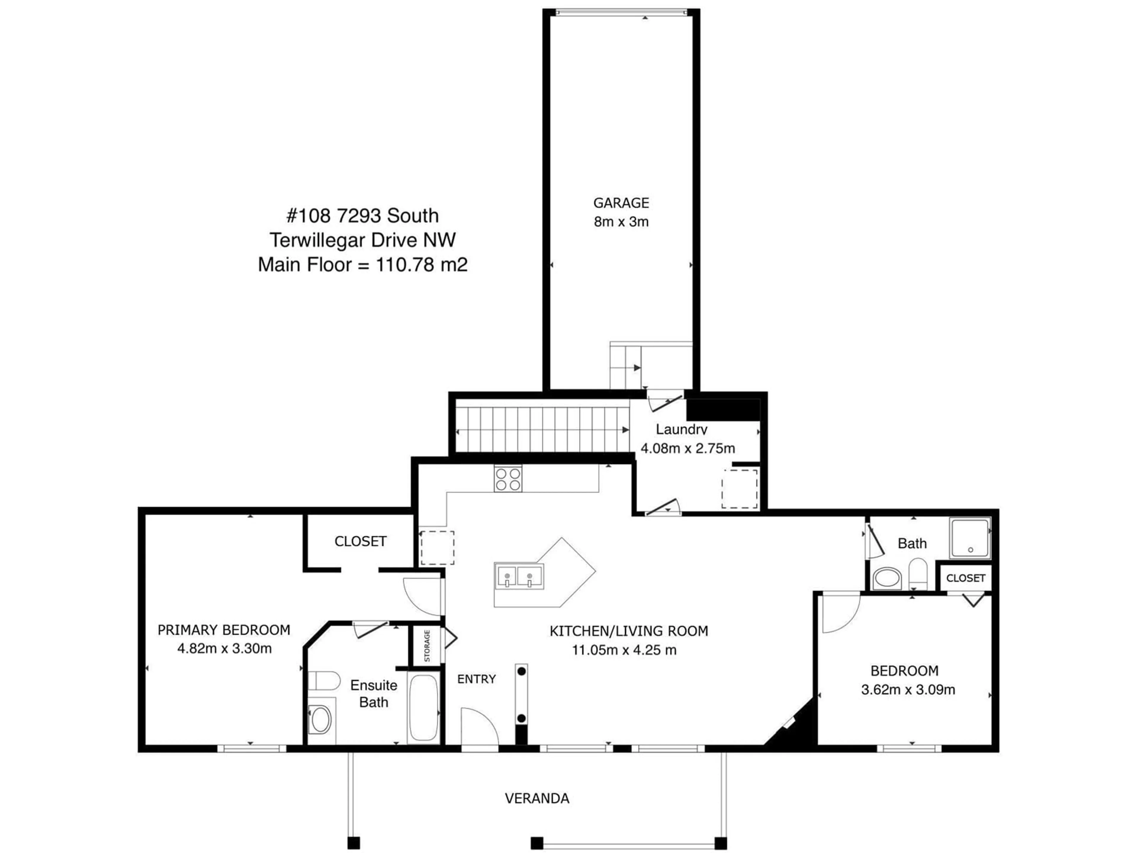 Floor plan for #108 7293 SOUTH TERWILLEGAR DR NW, Edmonton Alberta T6R0N5