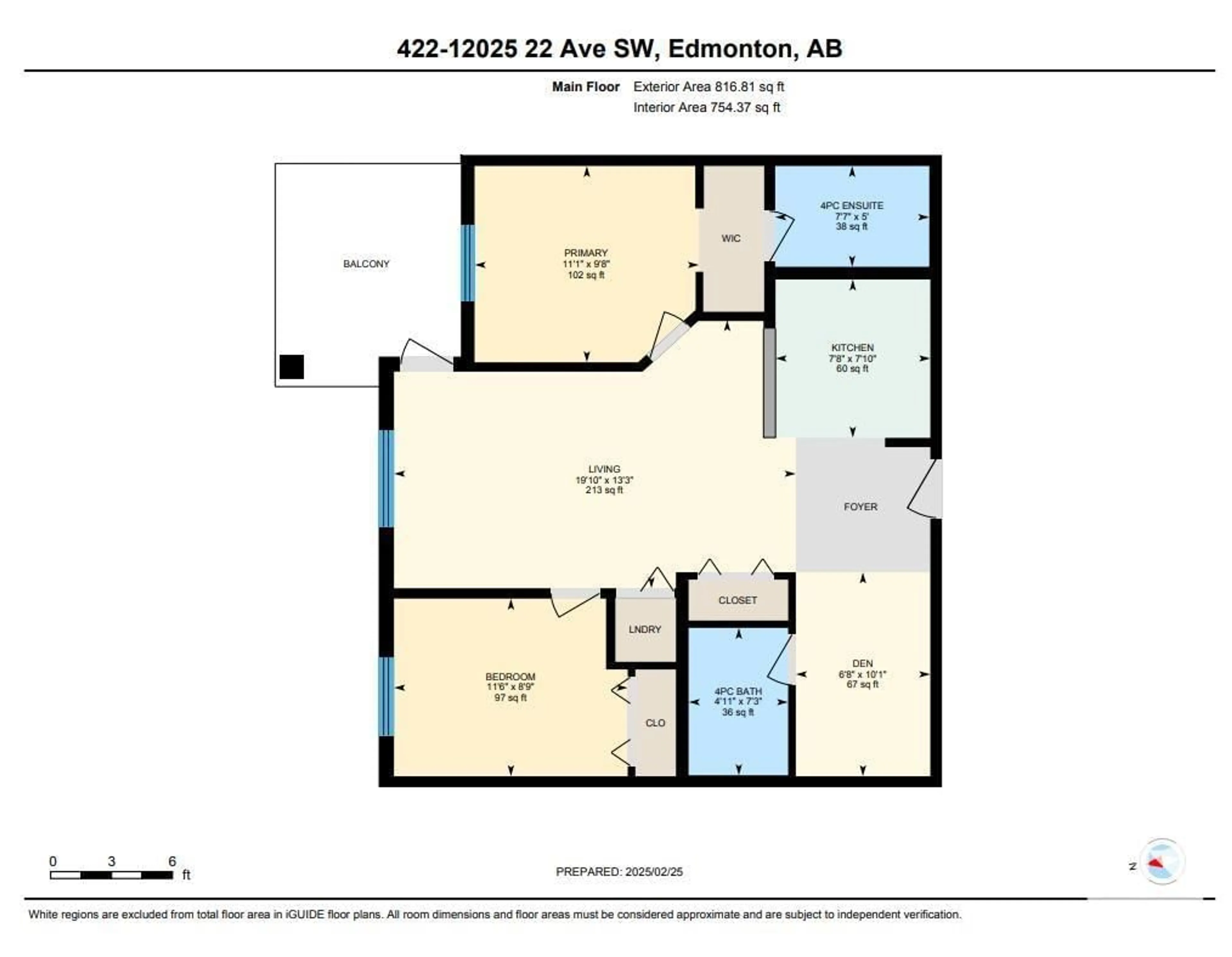 Floor plan for #422 12025 22 AV SW, Edmonton Alberta T6W2Y1