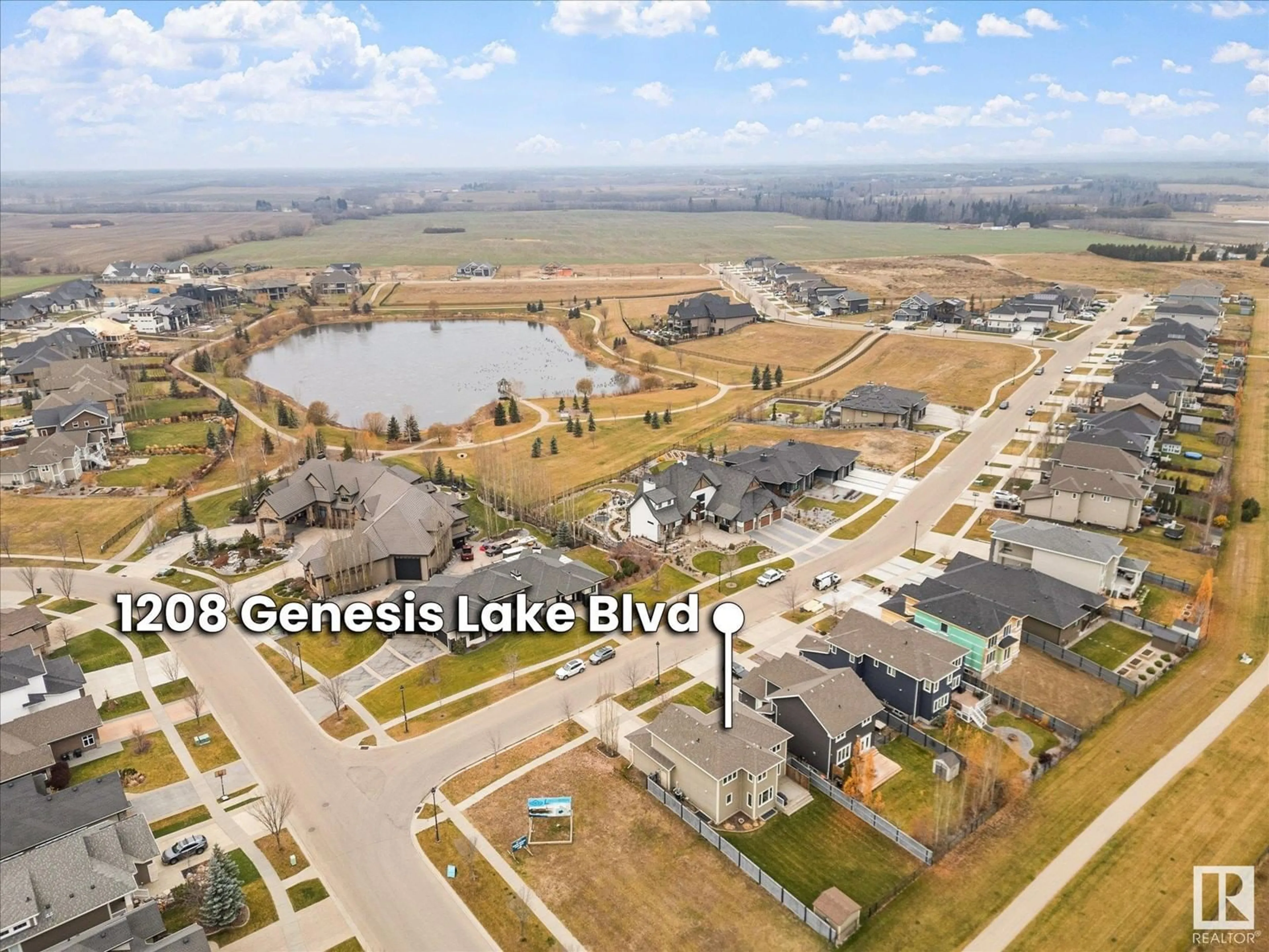 A pic from outside/outdoor area/front of a property/back of a property/a pic from drone, water/lake/river/ocean view for 1208 GENESIS LAKE BV, Stony Plain Alberta T7Z0G3