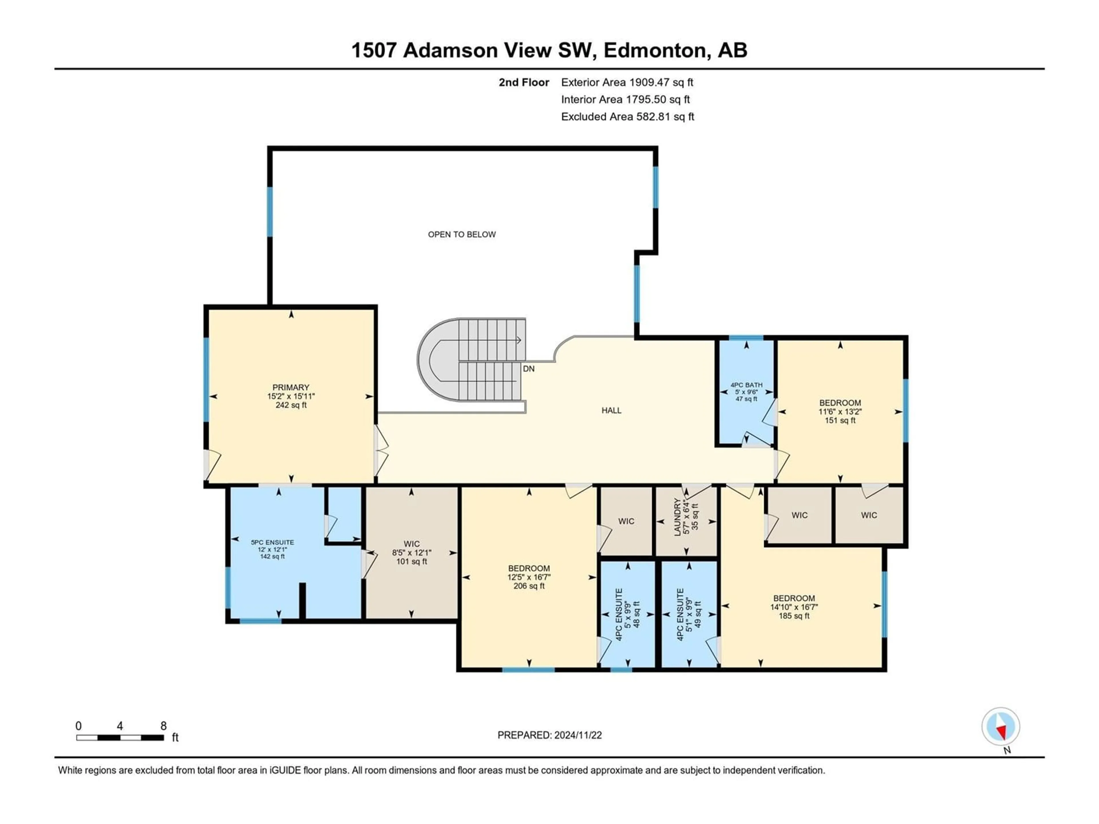 Floor plan for SW SW - 1507 ADAMSON VW, Edmonton Alberta T6W0V4