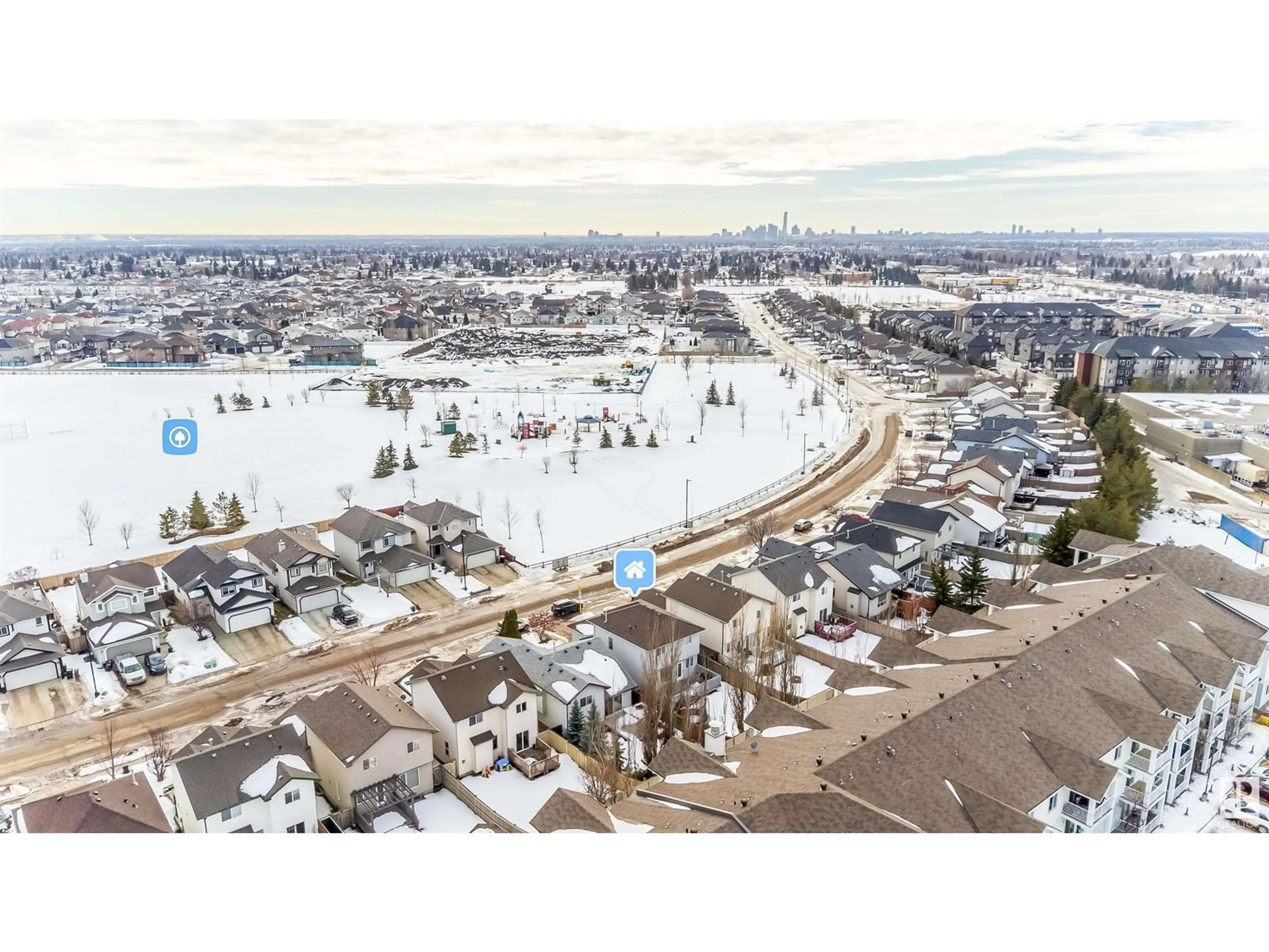 A pic from outside/outdoor area/front of a property/back of a property/a pic from drone, water/lake/river/ocean view for 16108 95 ST NW NW, Edmonton Alberta T5Z3N2