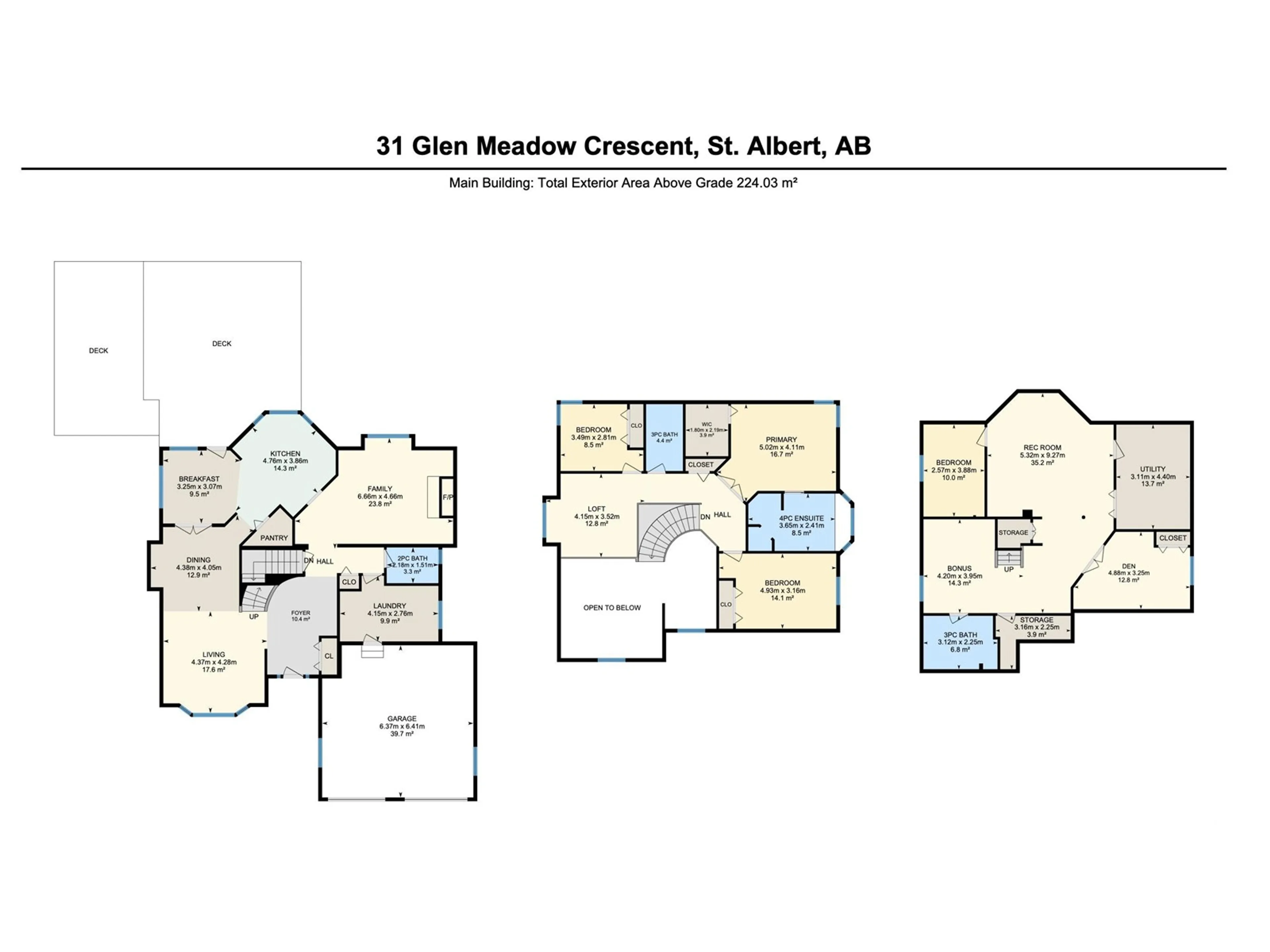 Floor plan for 31 GLEN MEADOW CR, St. Albert Alberta T8N3A2