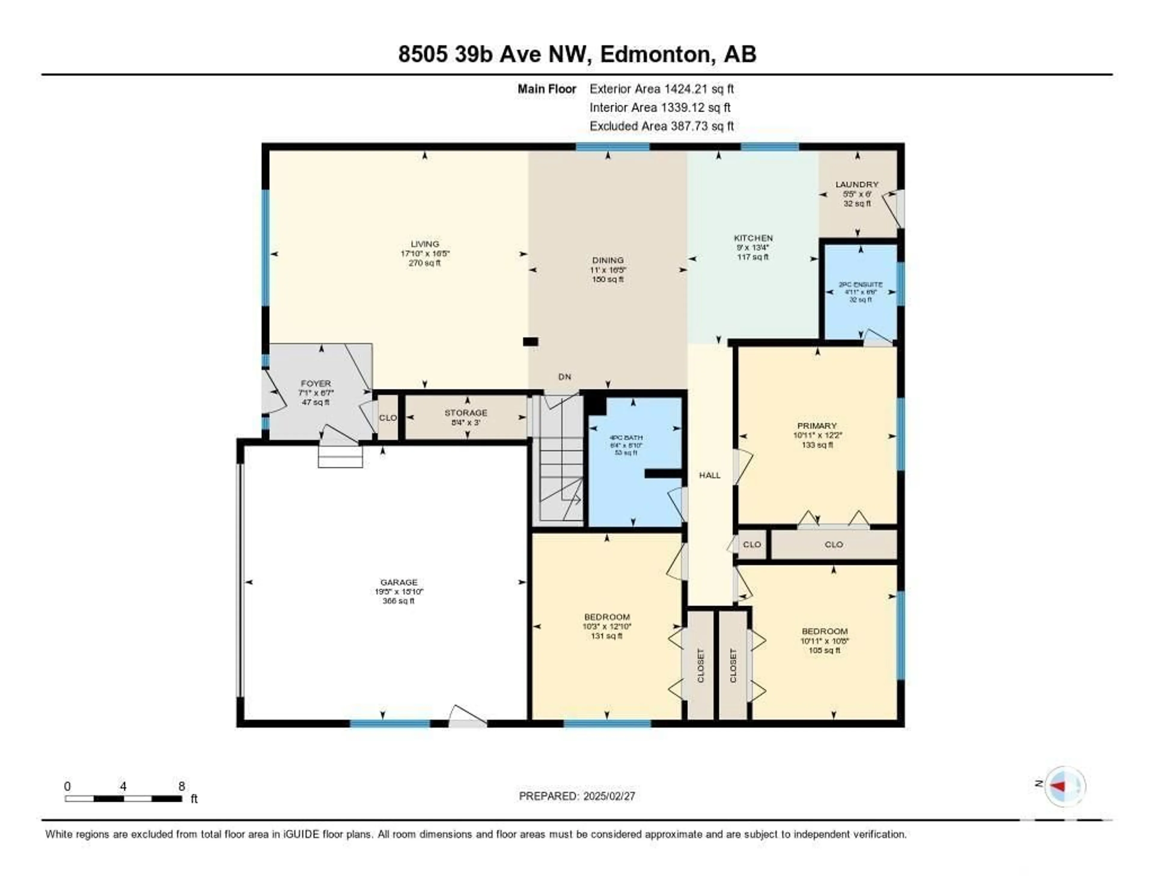 Floor plan for 8505 39B AV NW, Edmonton Alberta T6K3E7