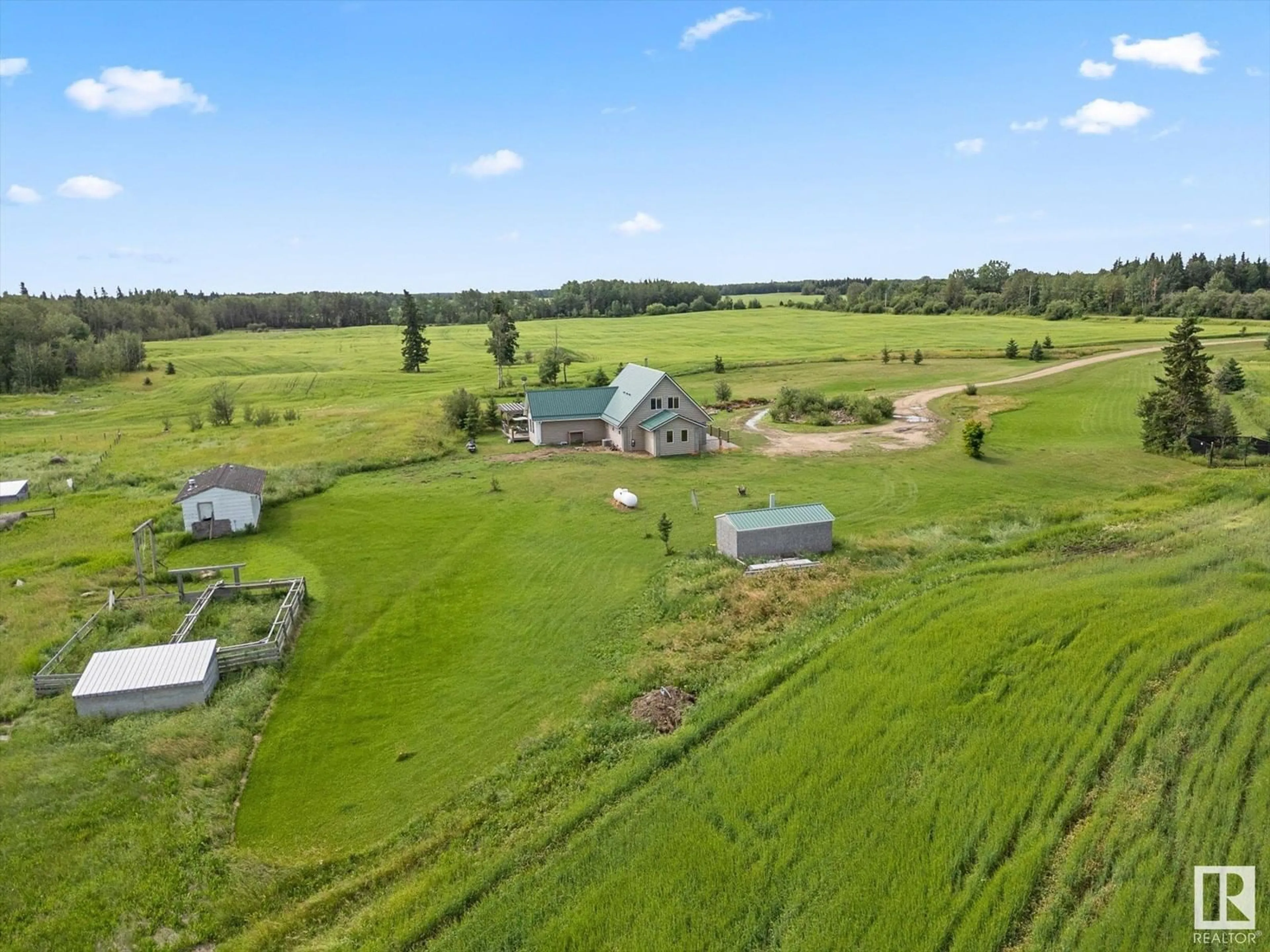A pic from outside/outdoor area/front of a property/back of a property/a pic from drone, unknown for 221 RR NORTH OF TWNSHP, Rural Thorhild County Alberta T0A3J0