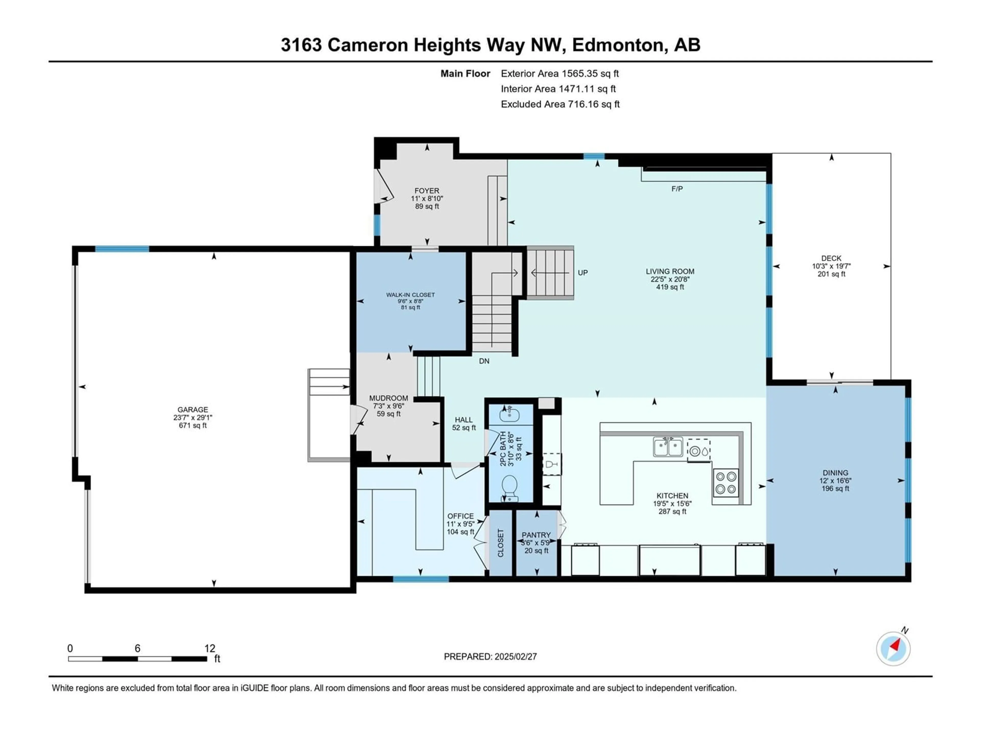 Floor plan for 3163 CAMERON HEIGHTS WY NW, Edmonton Alberta T6M0S5