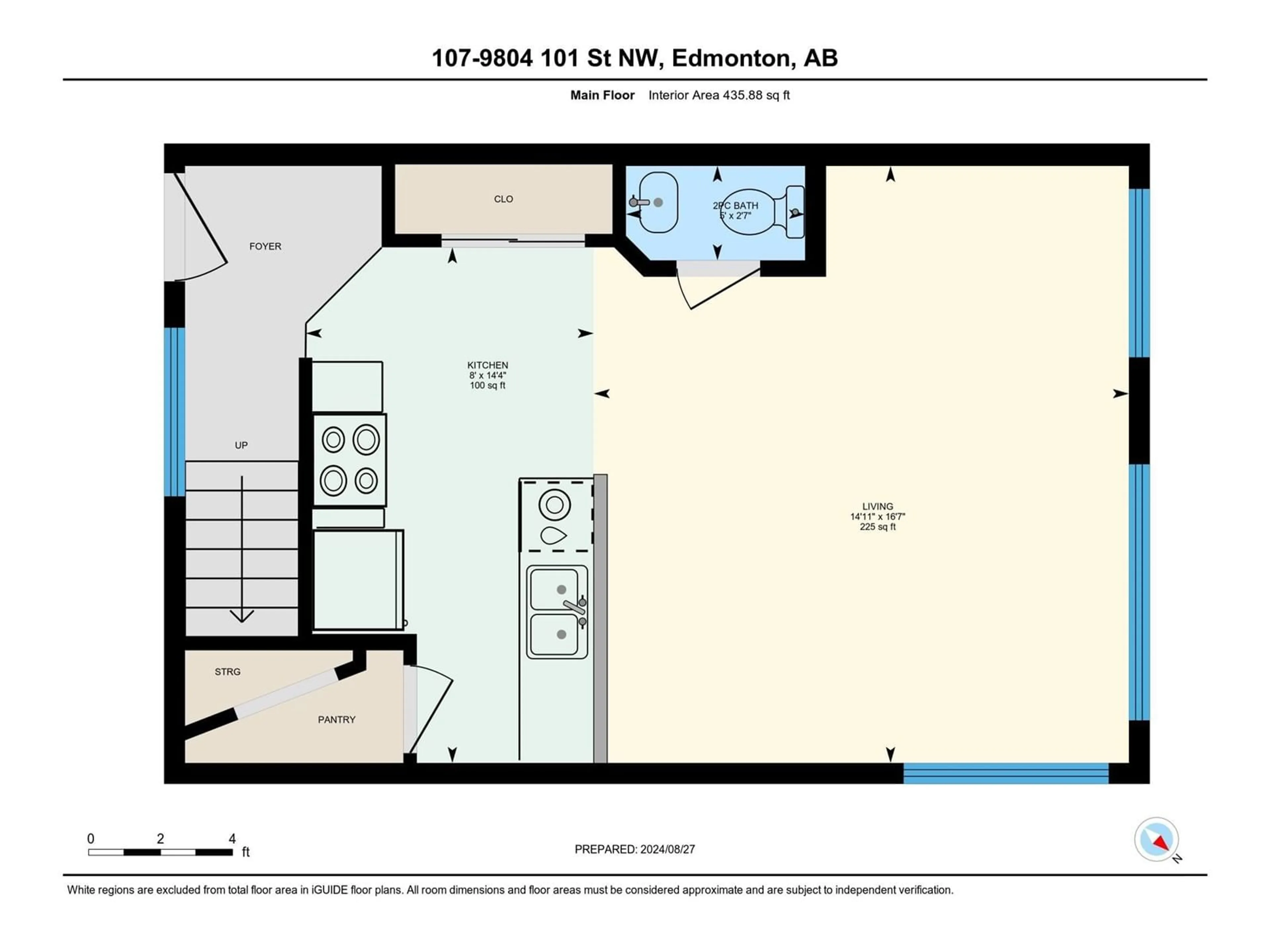 Floor plan for #107 9804 101 ST NW, Edmonton Alberta T5K2X3