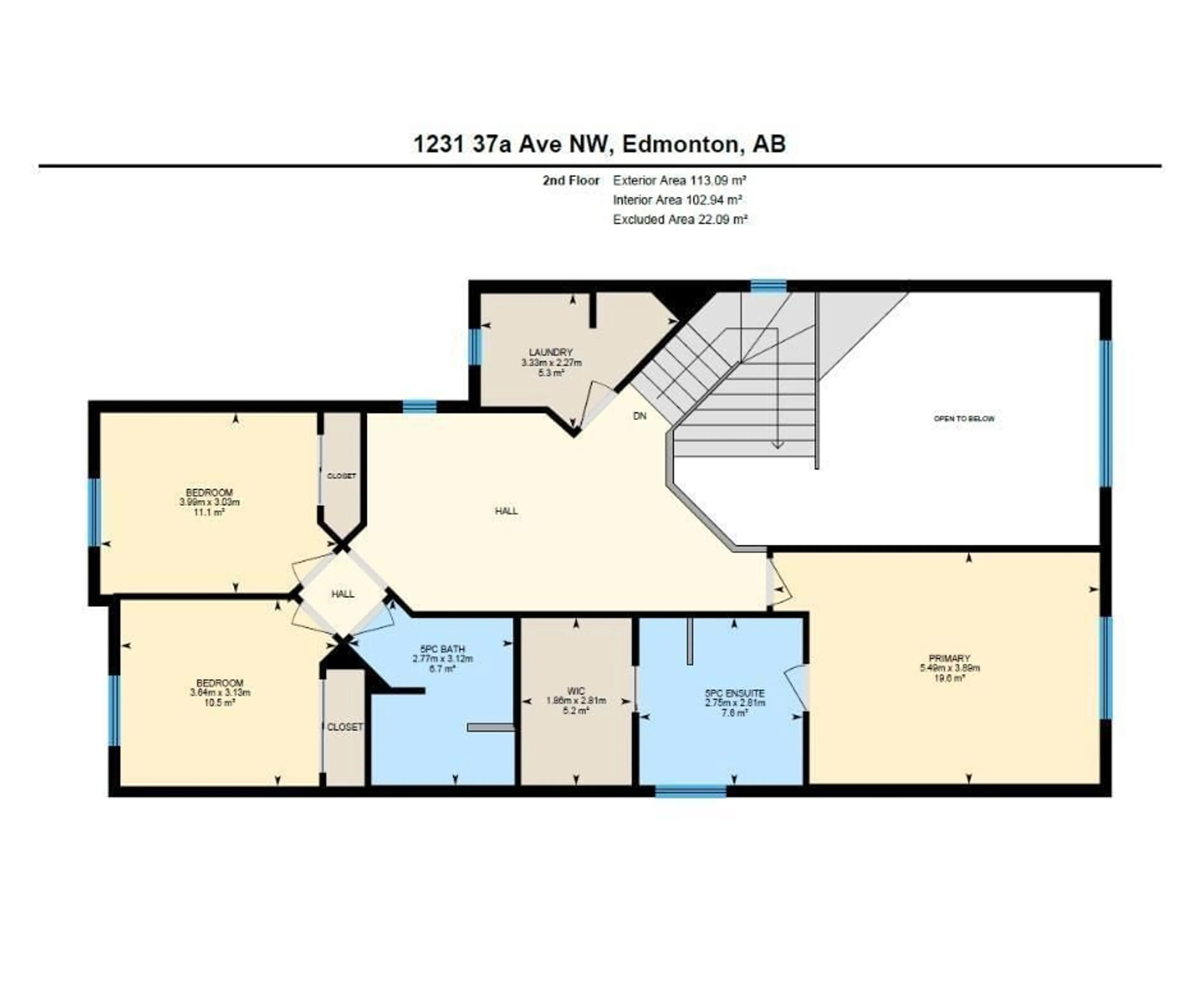 Floor plan for 1231 37A AV NW, Edmonton Alberta T6T0G3