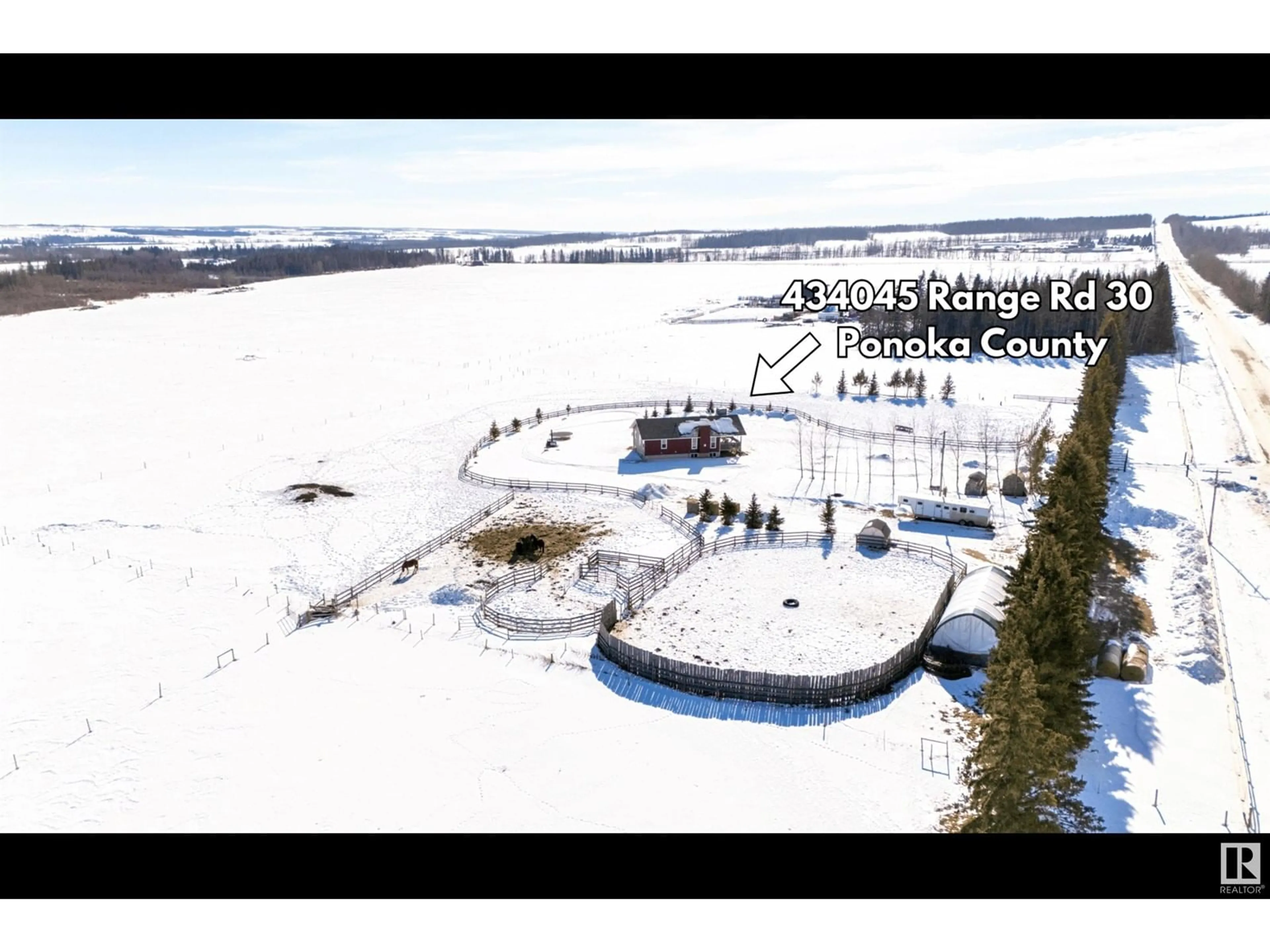 A pic from outside/outdoor area/front of a property/back of a property/a pic from drone, mountain view for 434045 RR 30, Rural Ponoka County Alberta T0C0M0