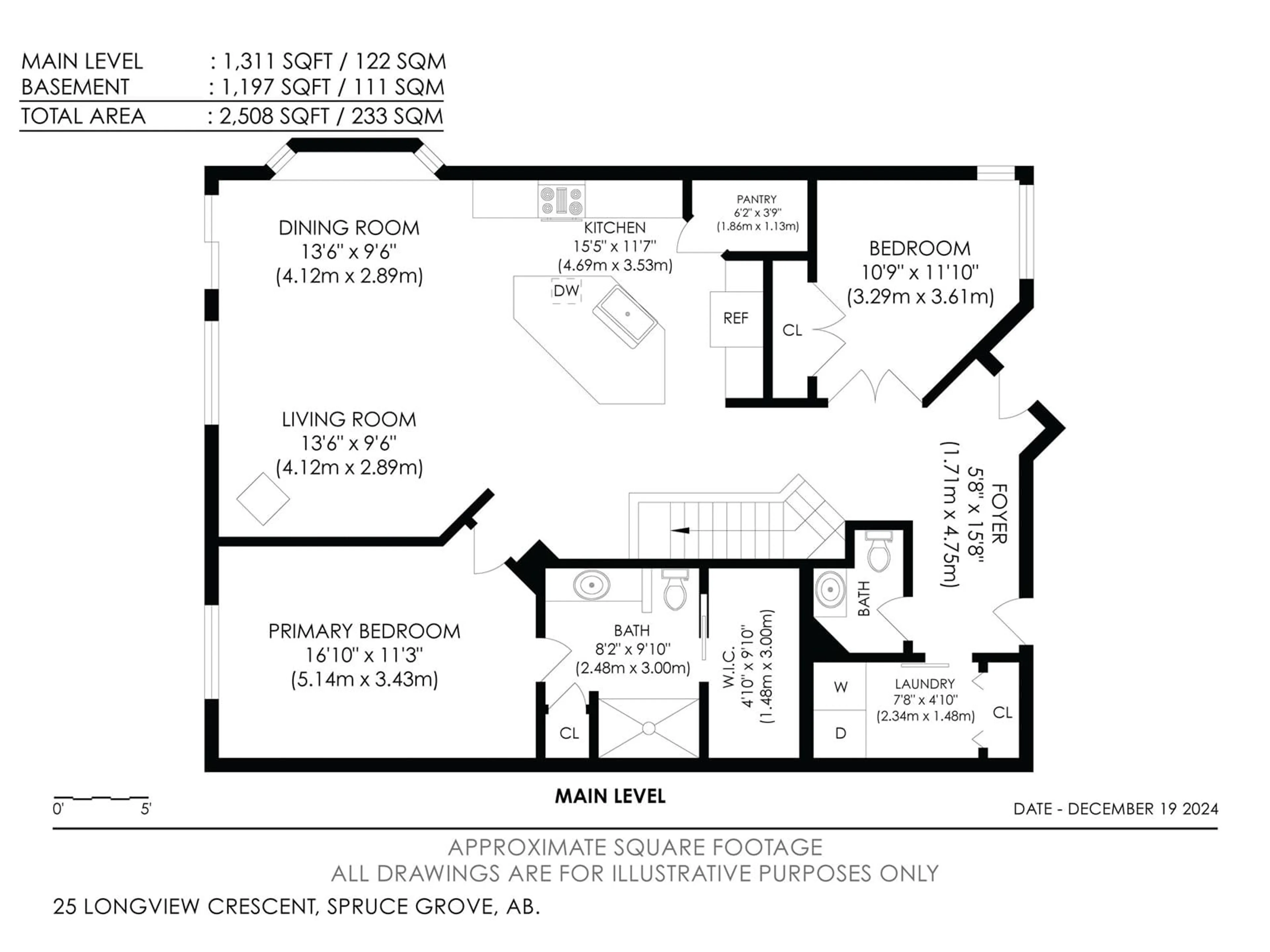 Floor plan for 25 Longview CR, Spruce Grove Alberta T7X4R6