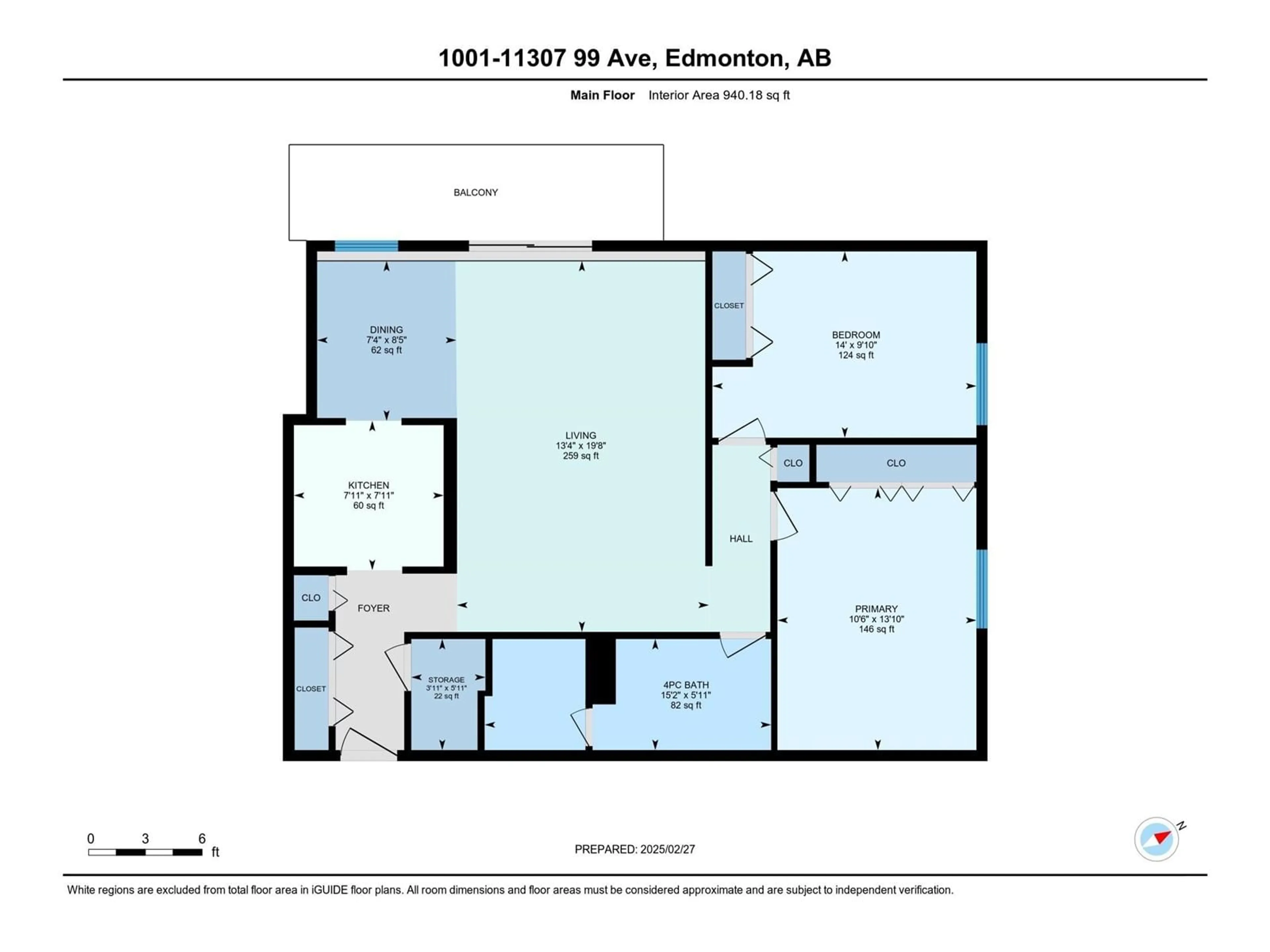 Floor plan for #1001 11307 99 AV NW, Edmonton Alberta T5K0H2