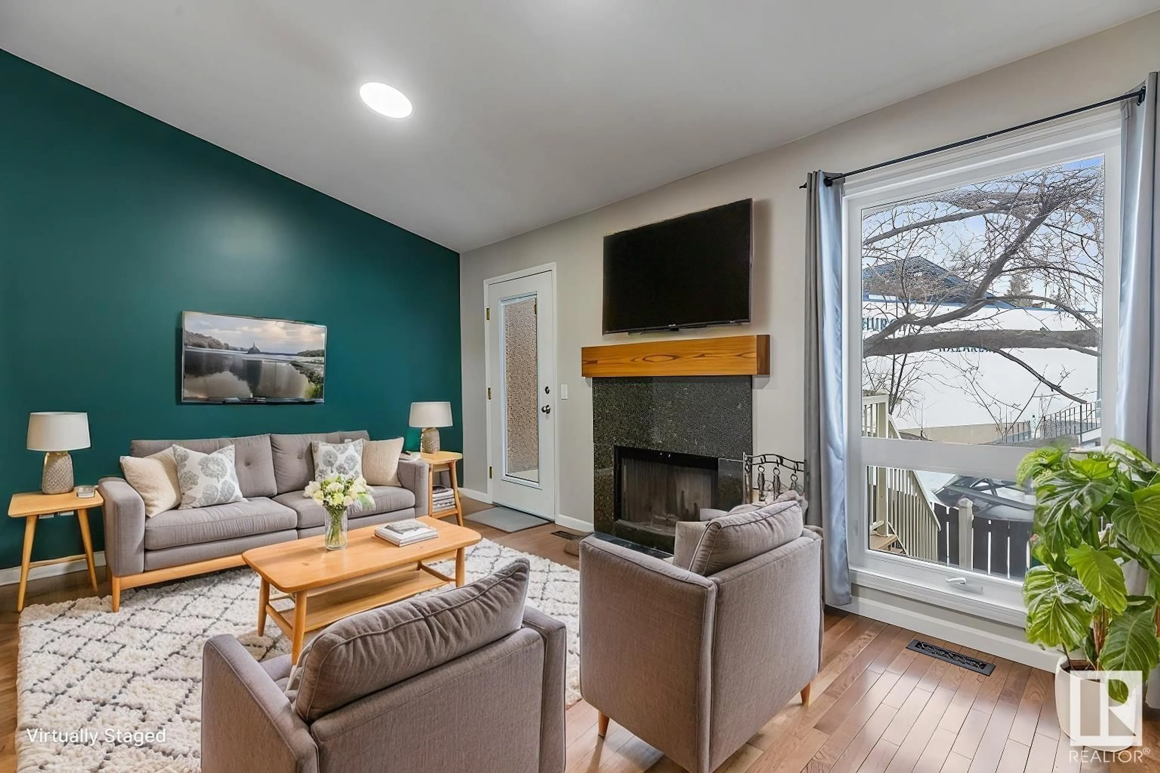 Living room with furniture, wood/laminate floor for #2 1440 SHERWOOD DR, Sherwood Park Alberta T8A4W3