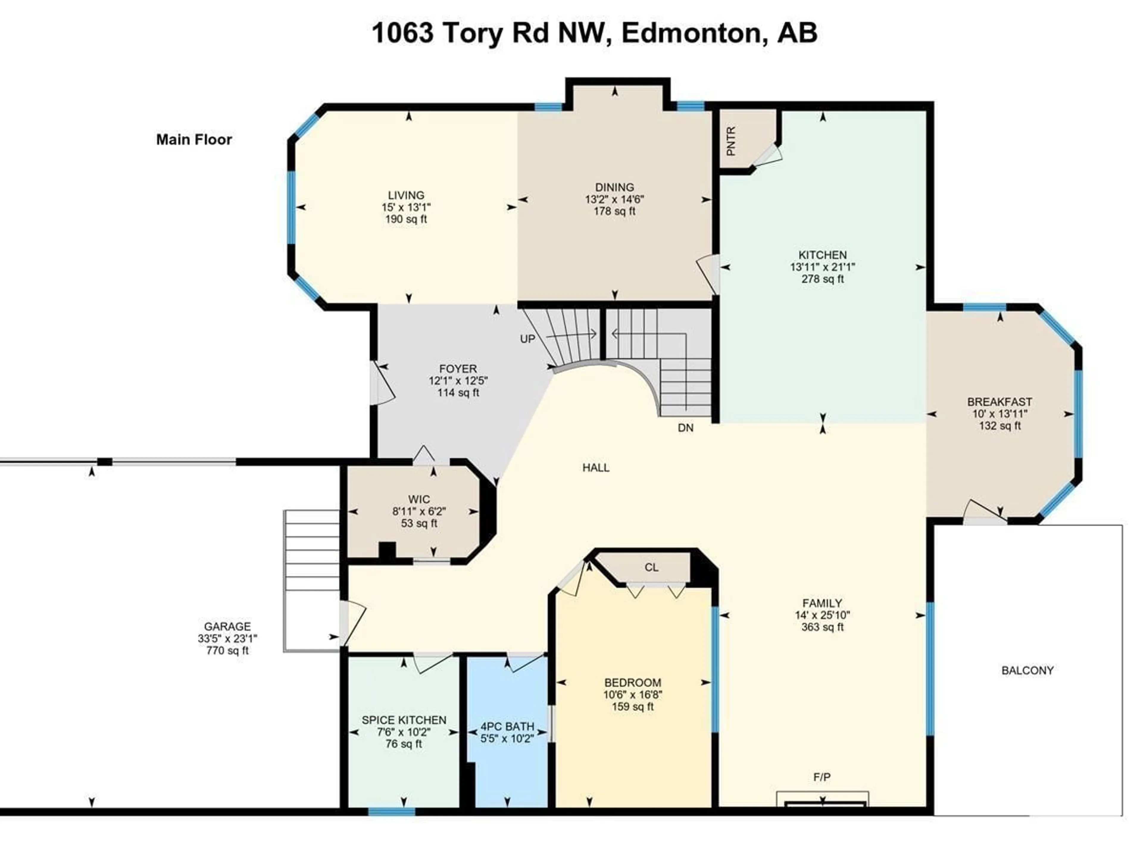 Floor plan for 1063 Tory RD NW, Edmonton Alberta T6R3A5