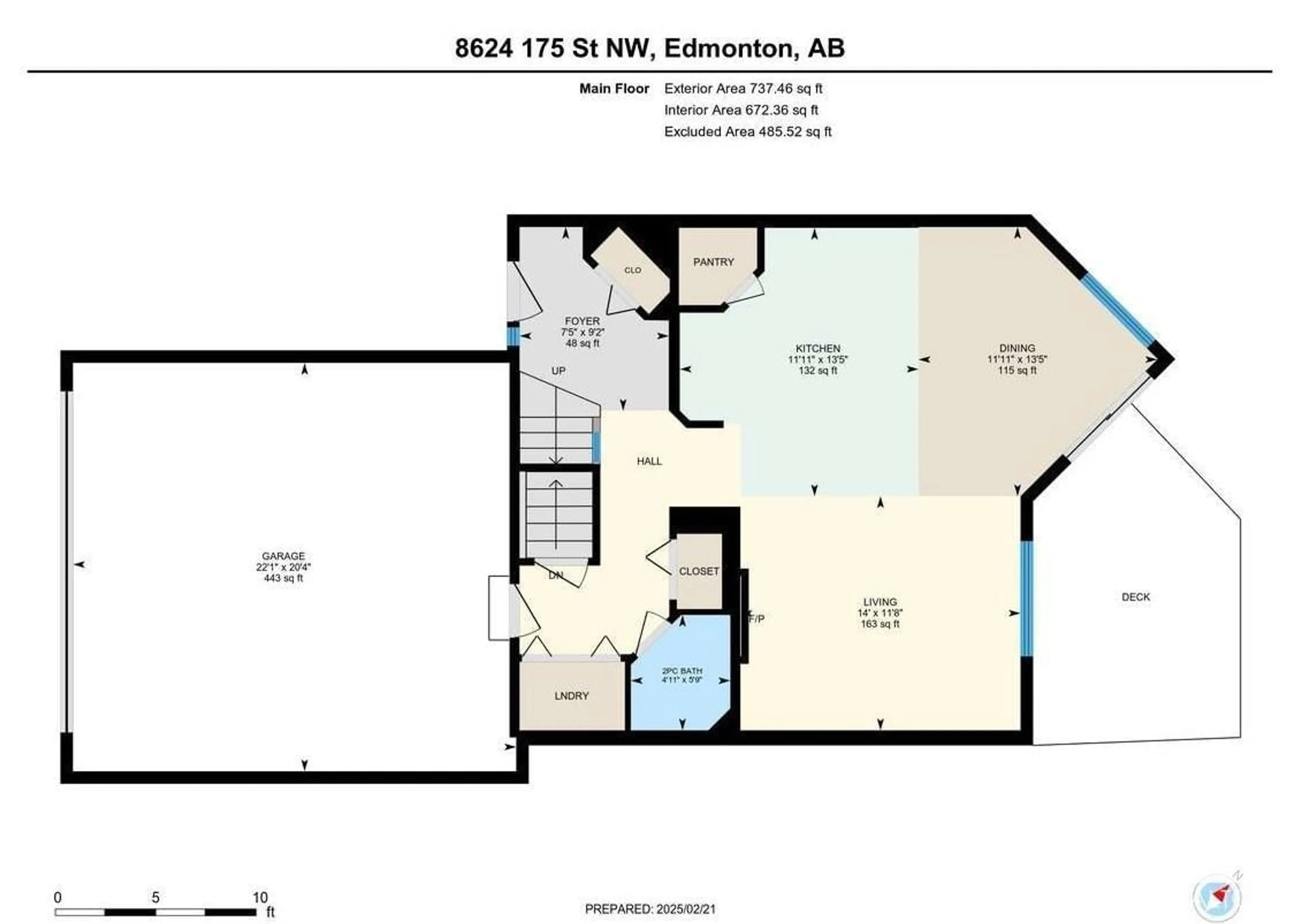 Floor plan for 8624 175 AV NW, Edmonton Alberta T5Z3Z4