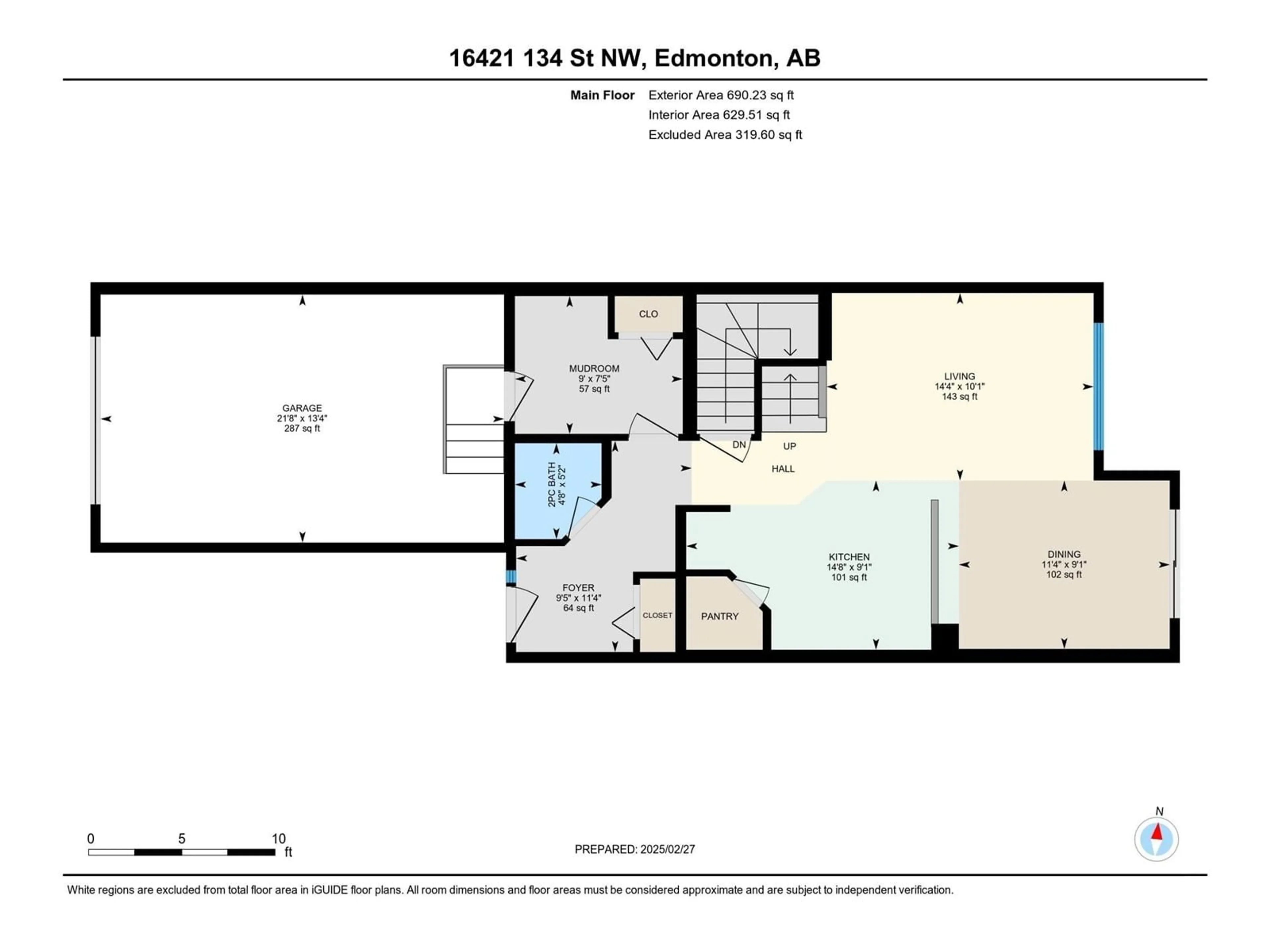 Floor plan for 16421 134 ST NW, Edmonton Alberta T6V0G5