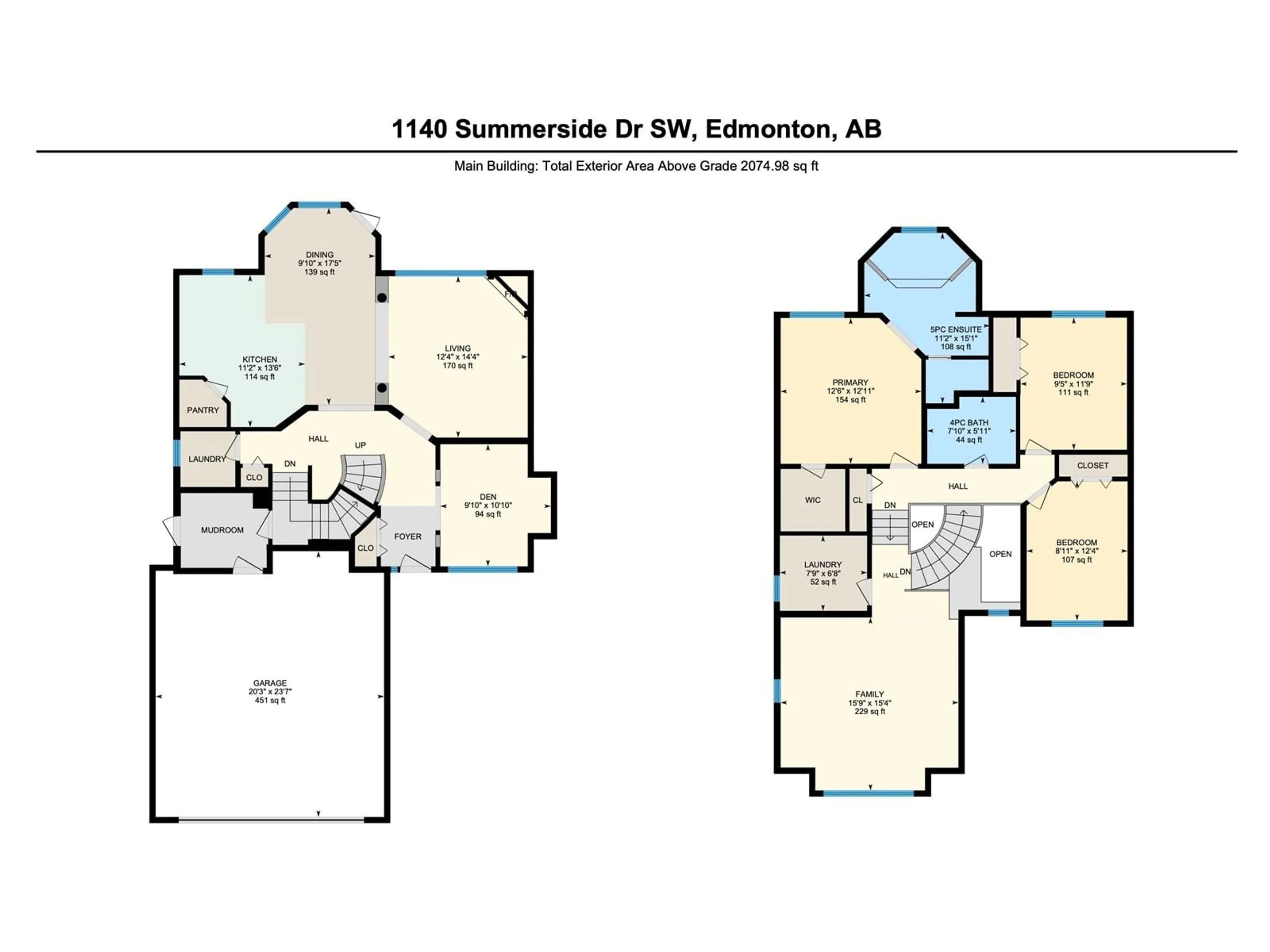 Floor plan for 1140 SUMMERSIDE DR SW, Edmonton Alberta T6X1C6