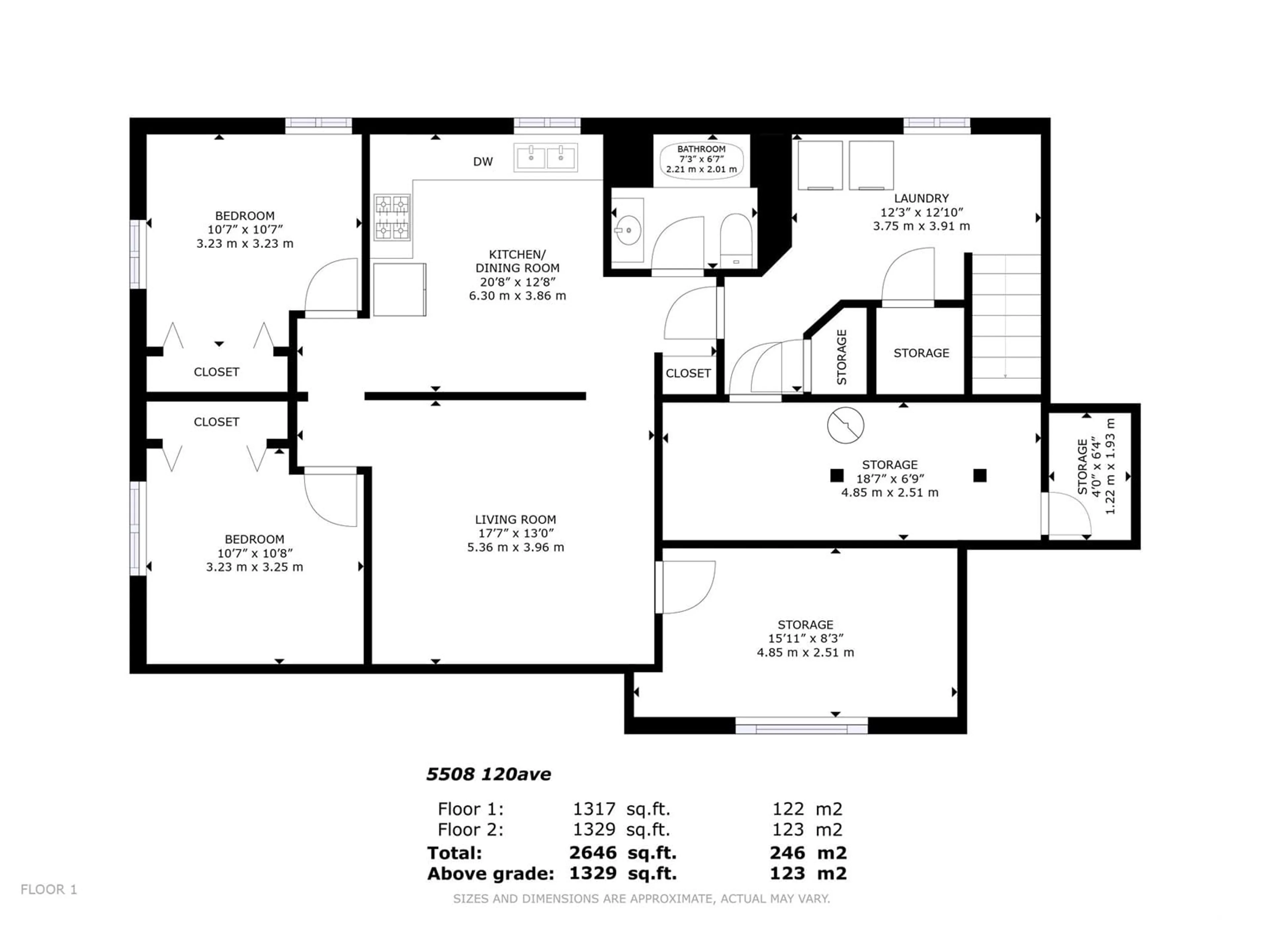 Floor plan for 5508 120 AV NW, Edmonton Alberta T5W1L3