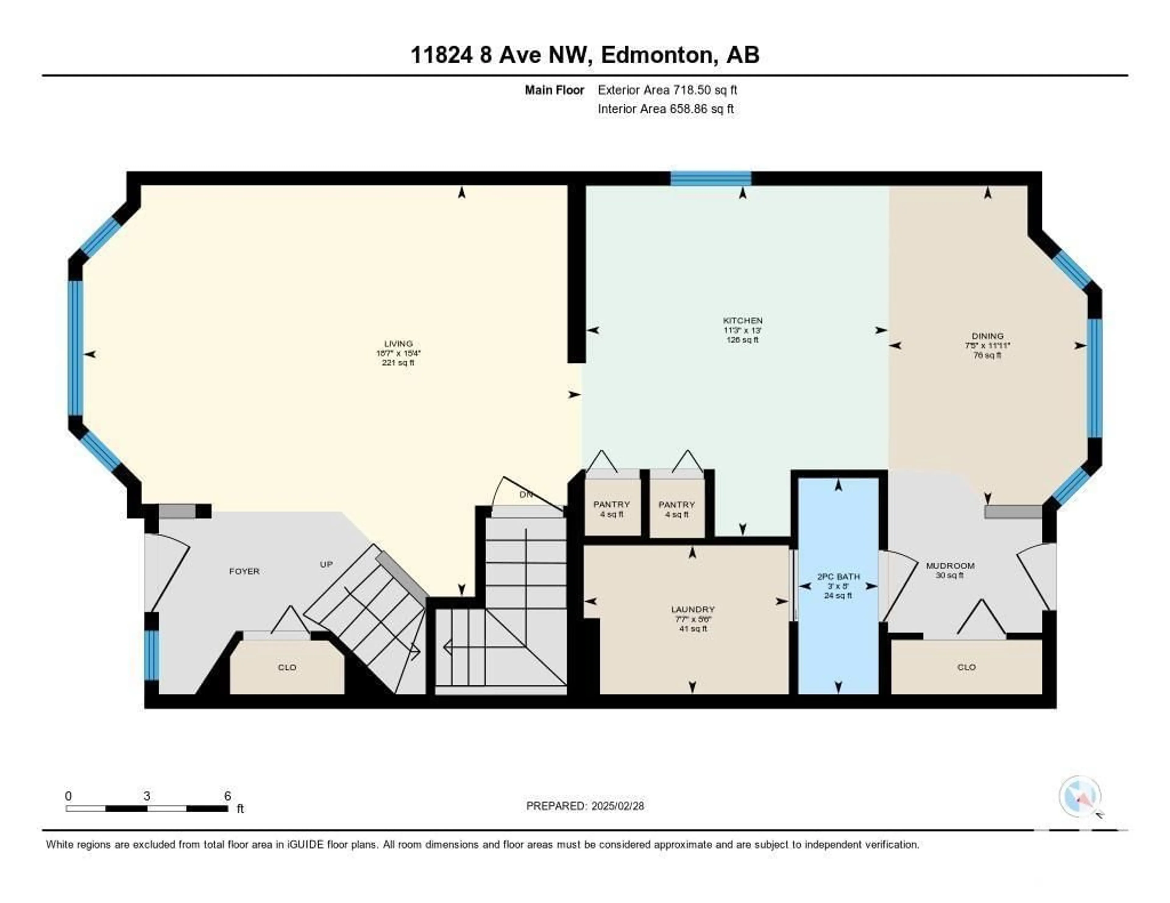 Floor plan for 11824 8 AV NW, Edmonton Alberta T6J6Z9