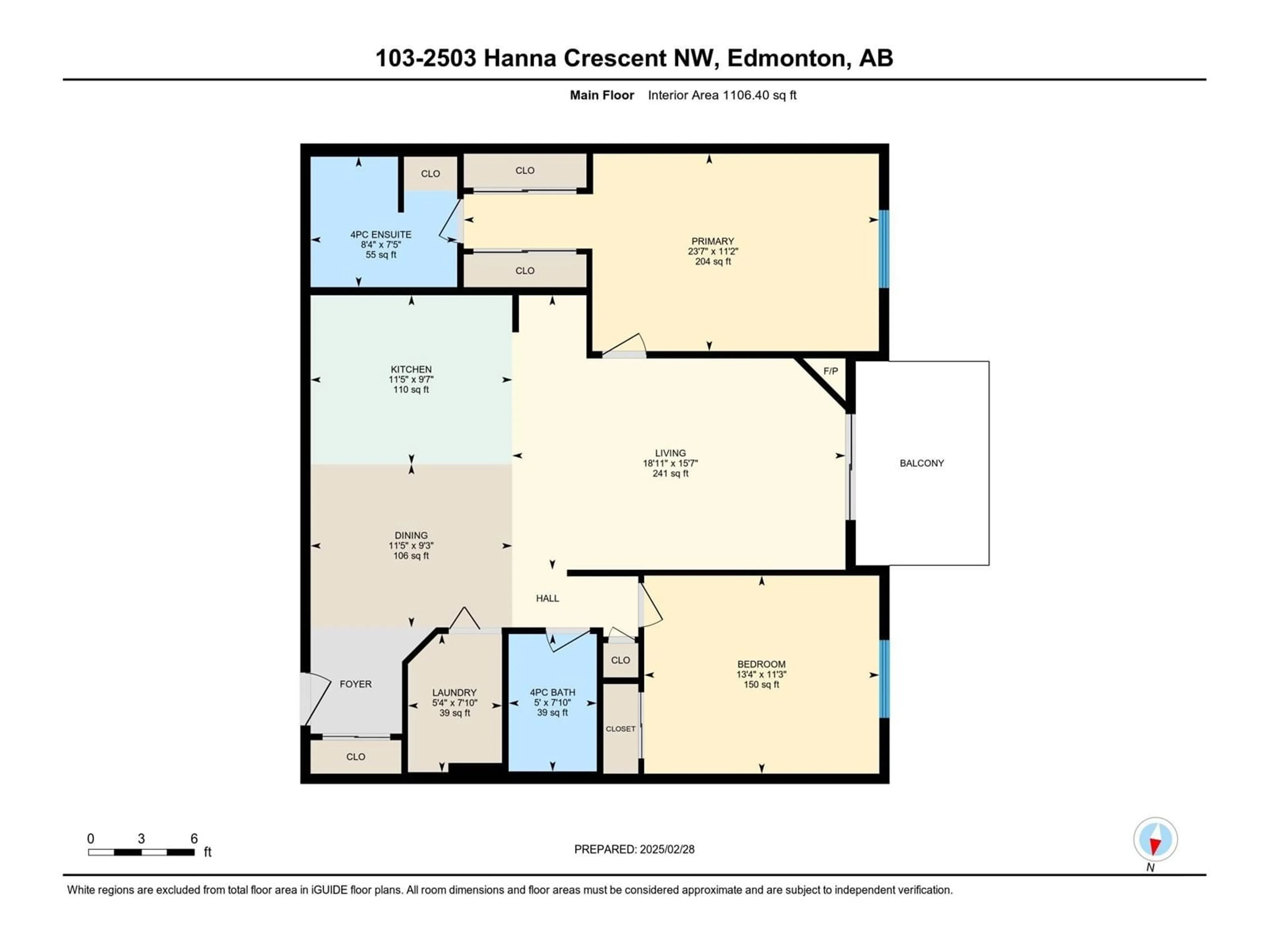 Floor plan for #103 2503 HANNA CR NW, Edmonton Alberta T6R0H1