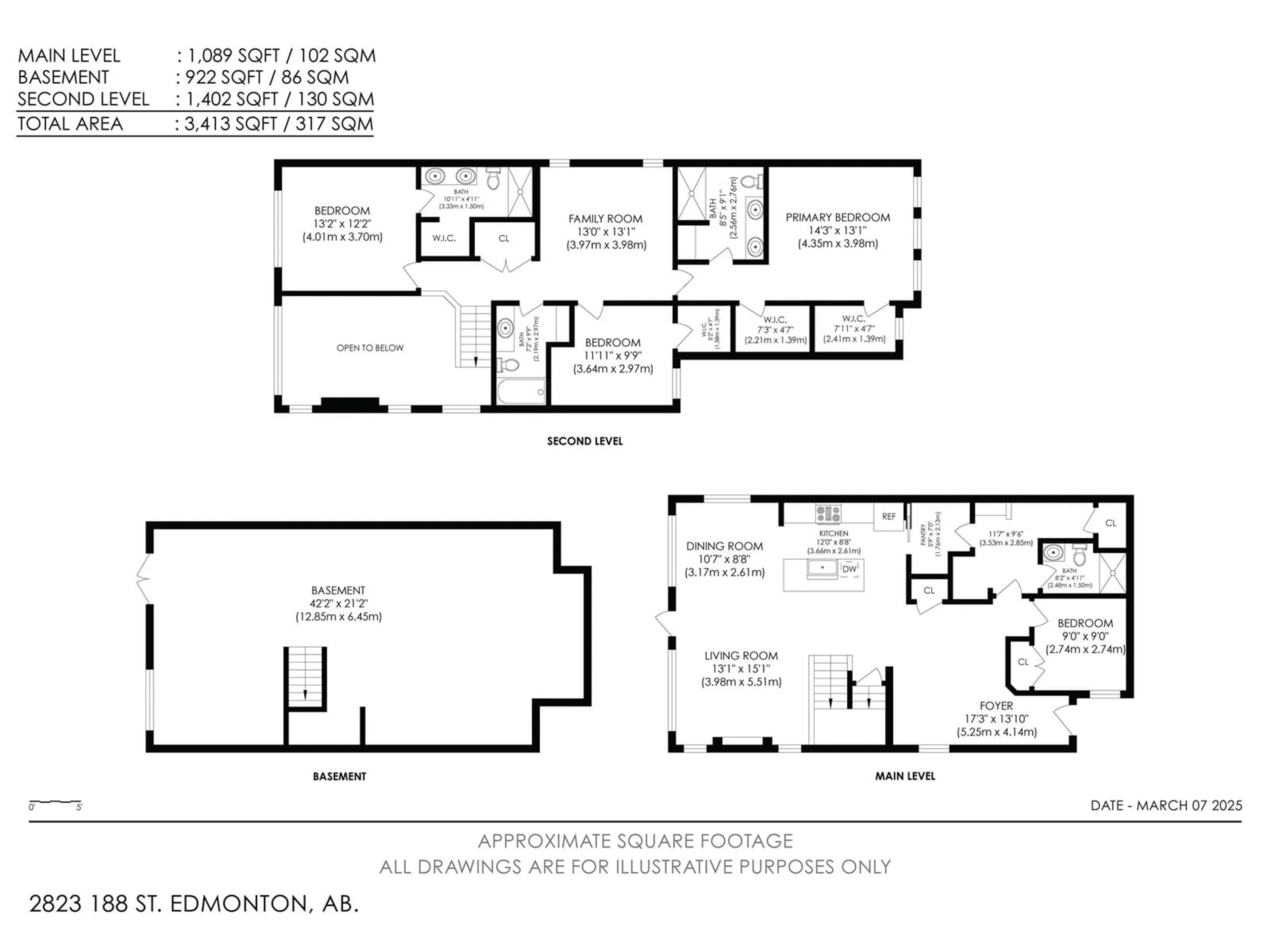 Floor plan for NW - 2823 188 ST, Edmonton Alberta T6M2S2