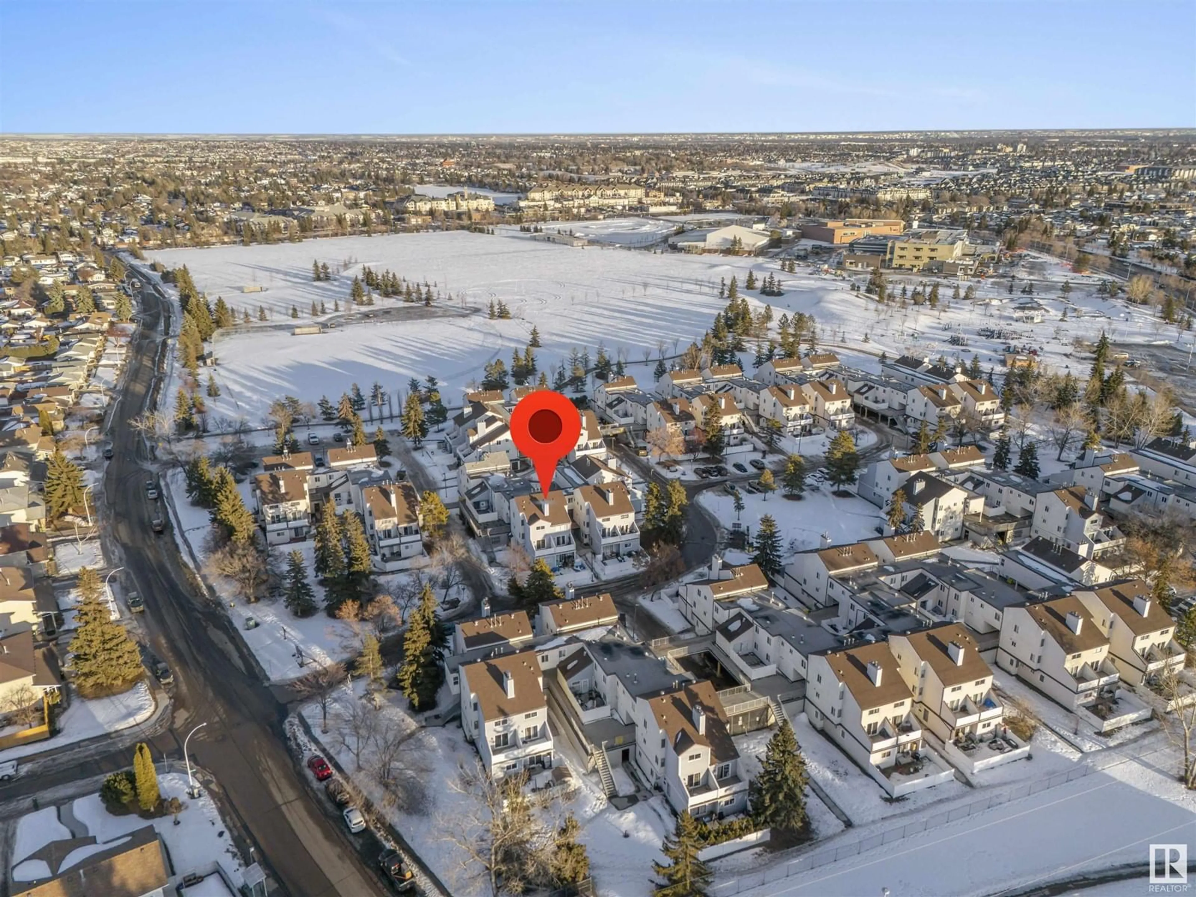 A pic from outside/outdoor area/front of a property/back of a property/a pic from drone, street for 59 LANCASTER TC NW, Edmonton Alberta T5X5S4