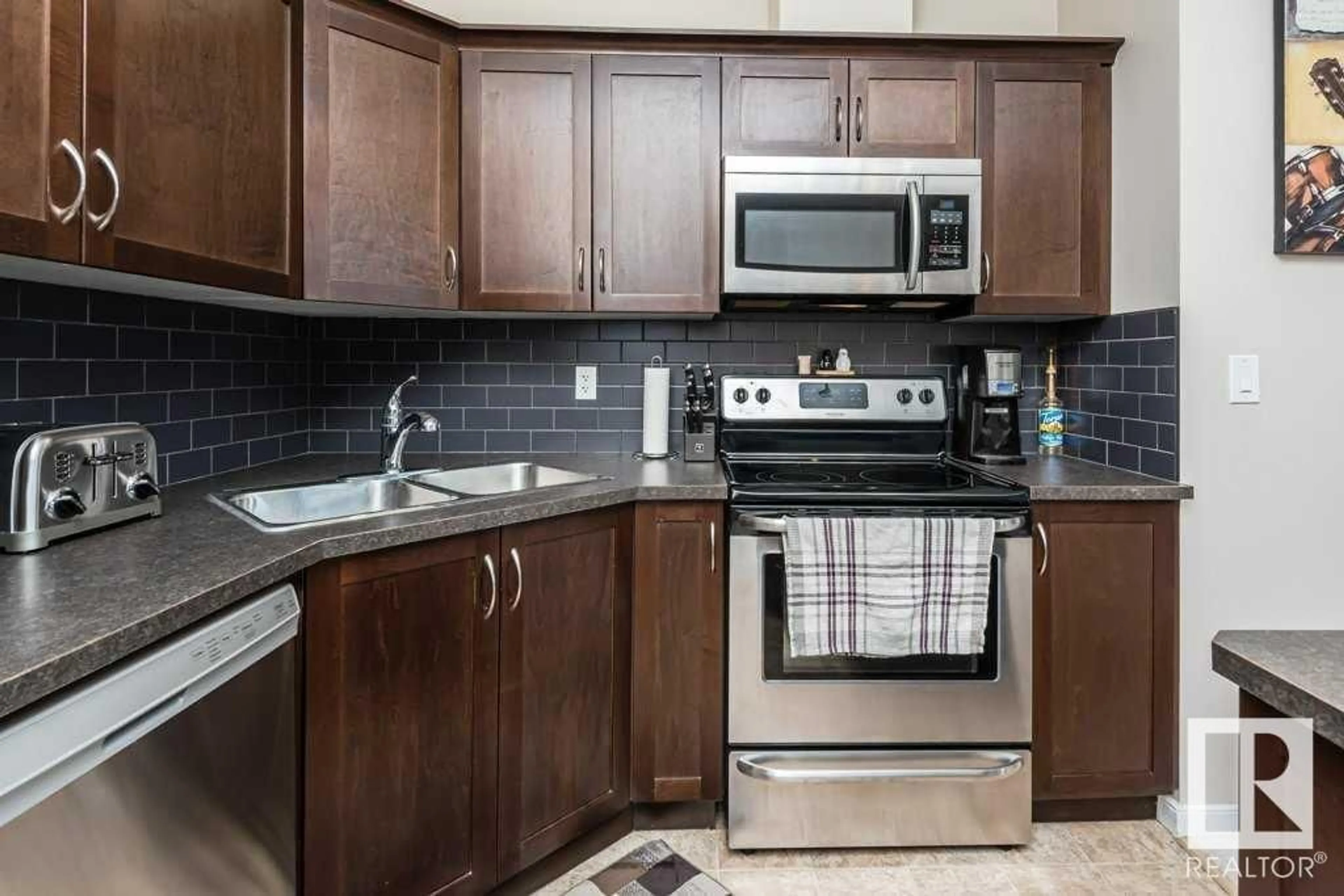 Standard kitchen, ceramic/tile floor for #415 400 Silver Berry RD NW, Edmonton Alberta T6T0H1