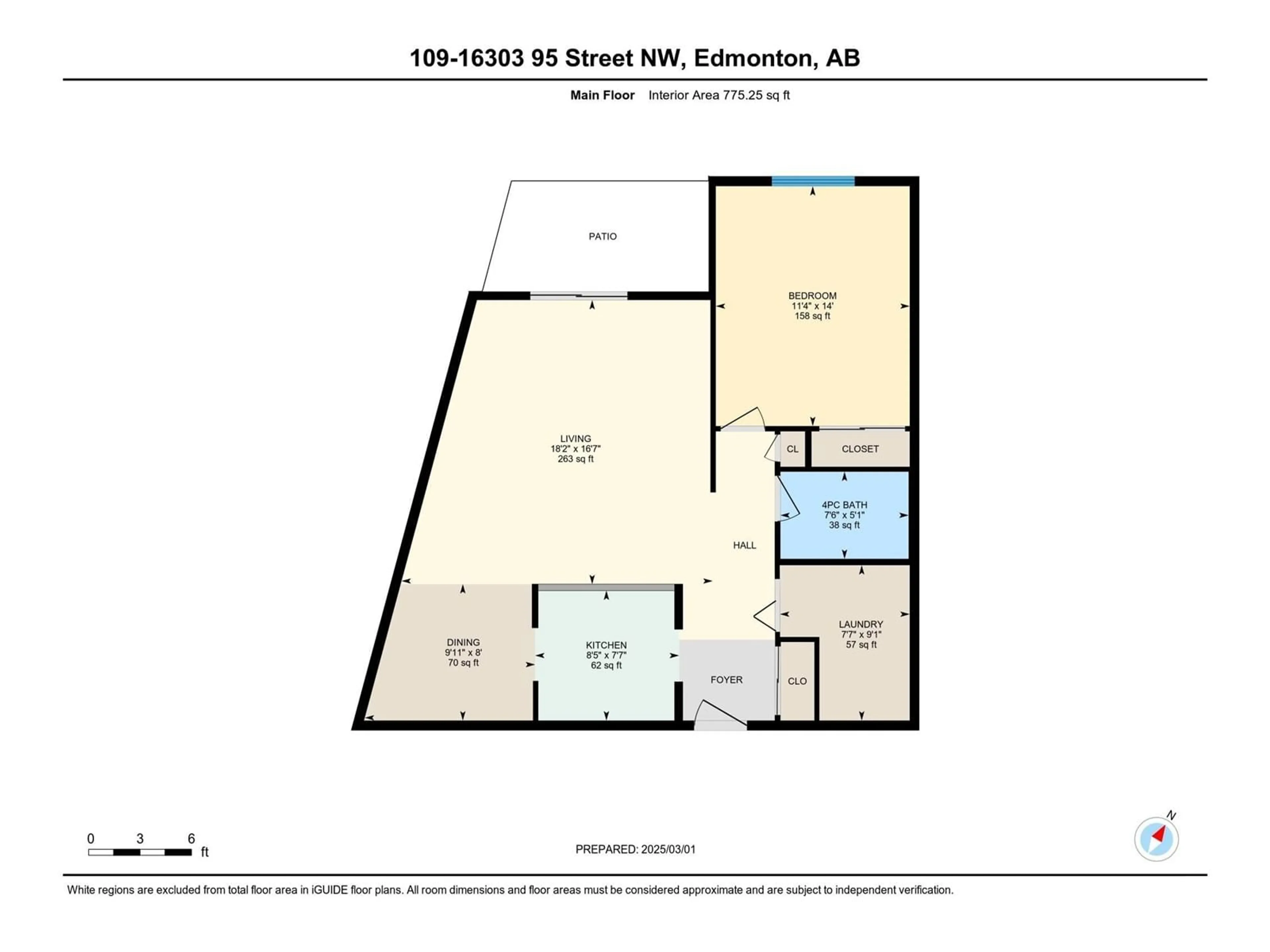 Floor plan for #109 16303 95 ST NW, Edmonton Alberta T5Z3V1