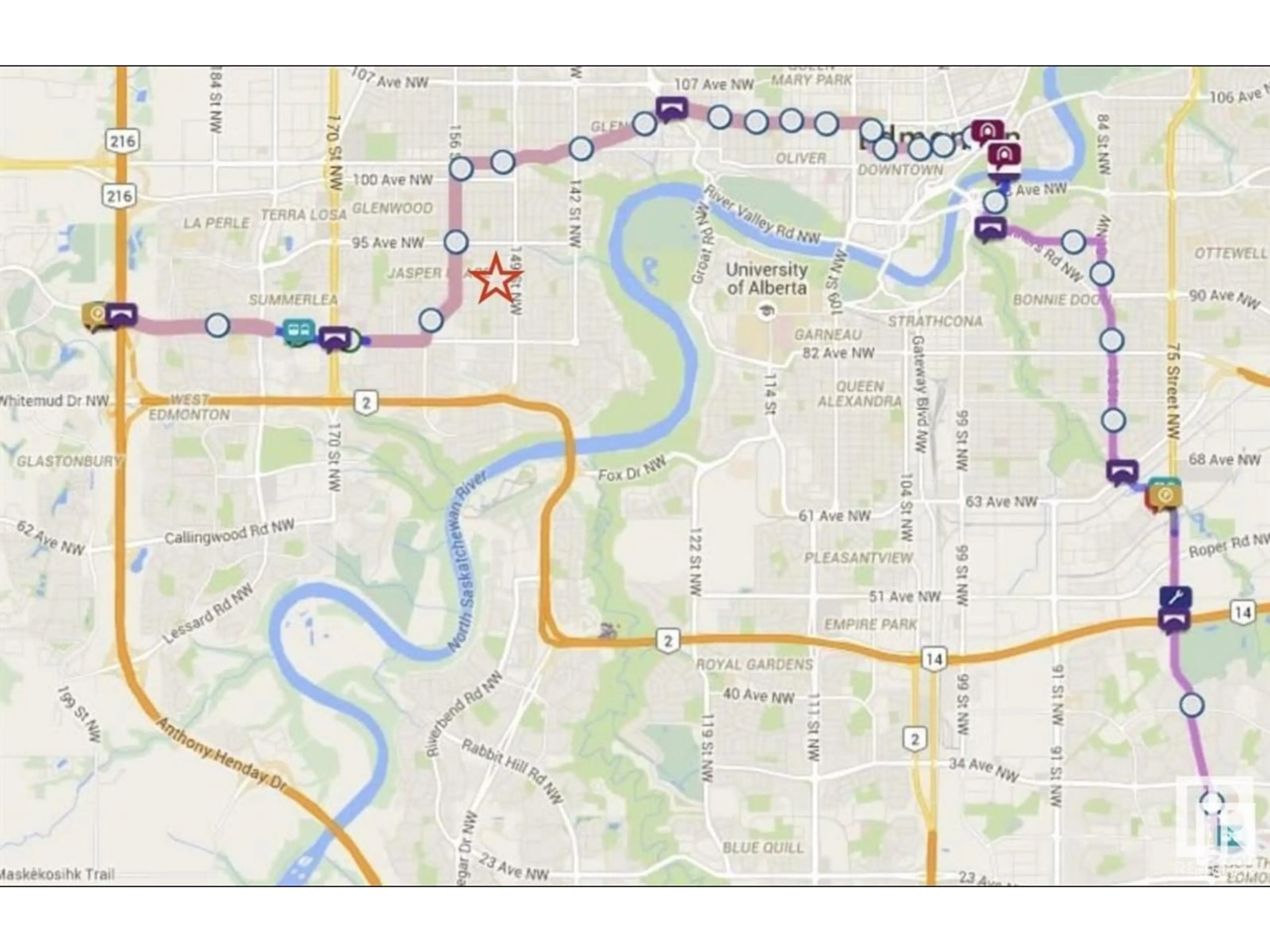 Picture of a map for 15220 91 AV NW, Edmonton Alberta T5R4Z5