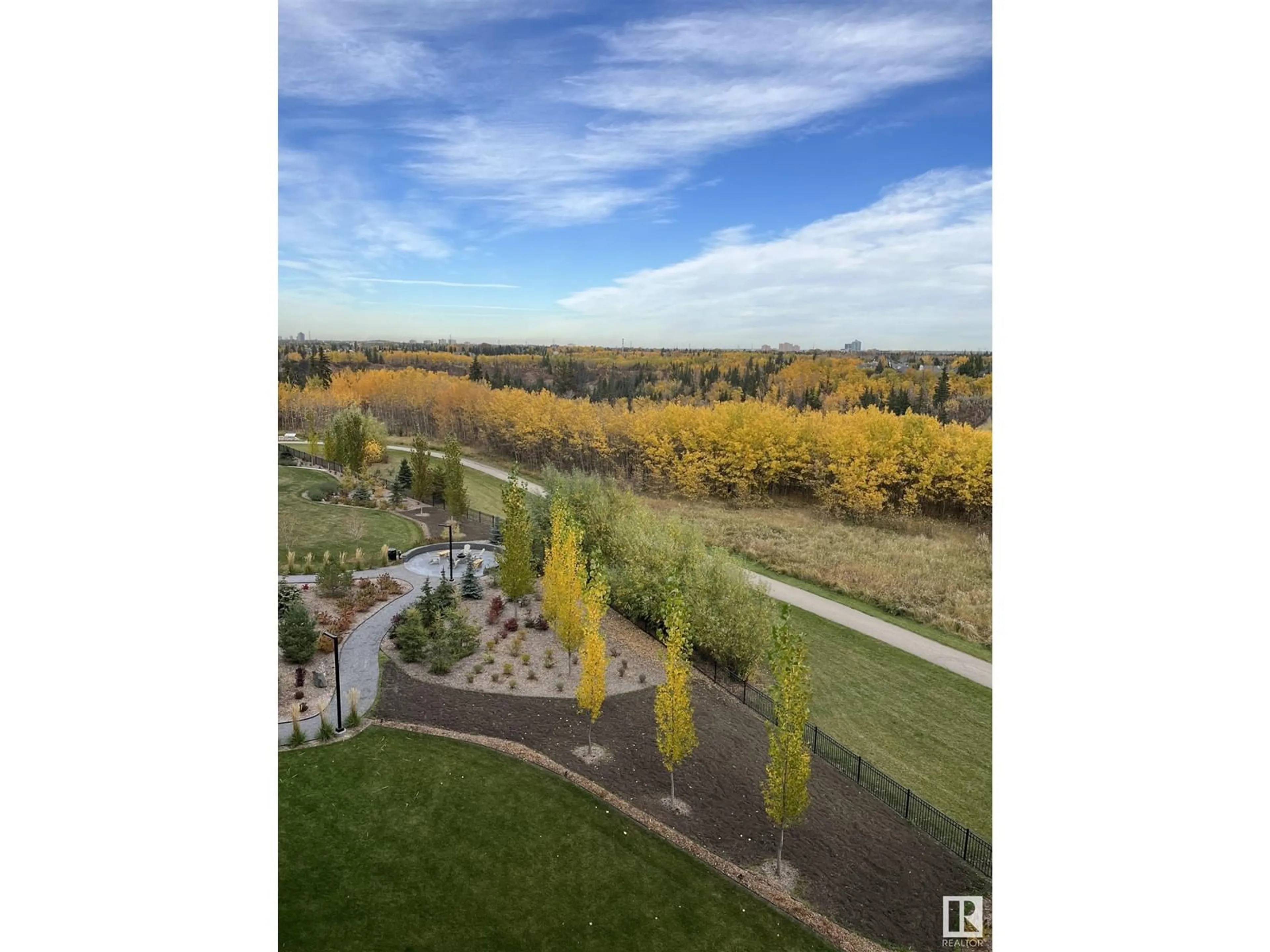 A pic from outside/outdoor area/front of a property/back of a property/a pic from drone, water/lake/river/ocean view for #515 7463 MAY CM NW, Edmonton Alberta T6R0X1