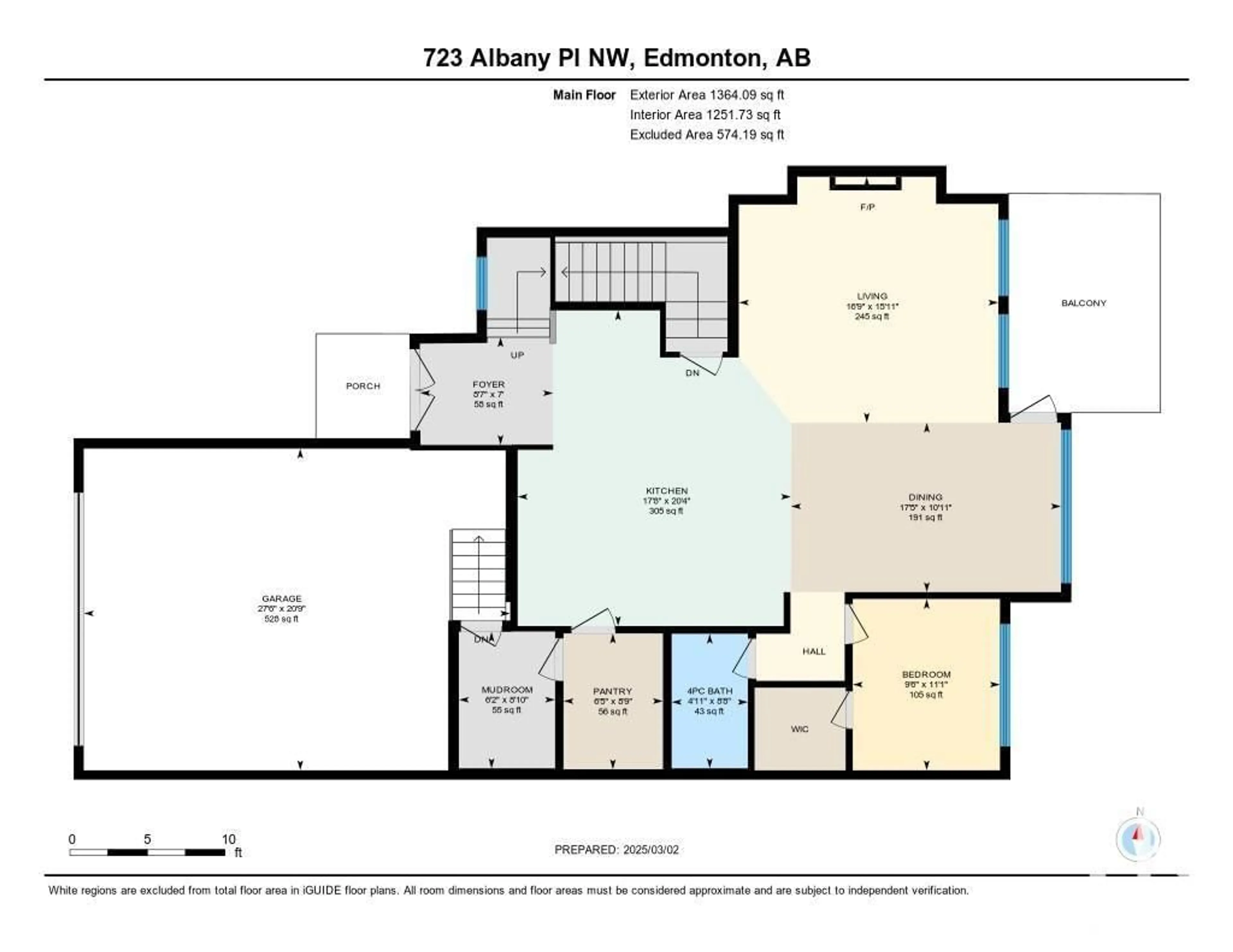 Floor plan for 723 ALBANY PL NW, Edmonton Alberta T6V0H9