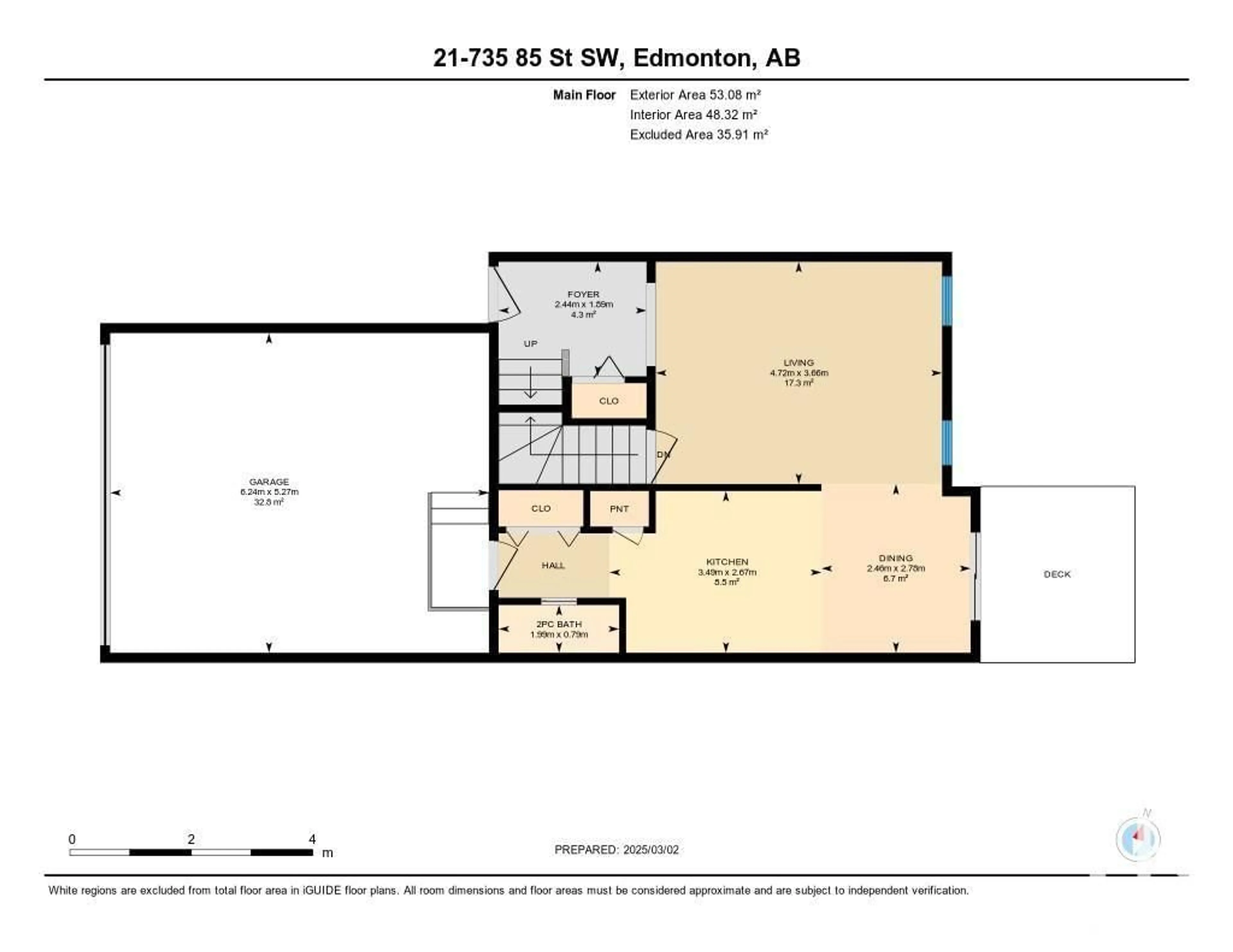 Floor plan for #21 735 85 ST SW, Edmonton Alberta T6X0K5