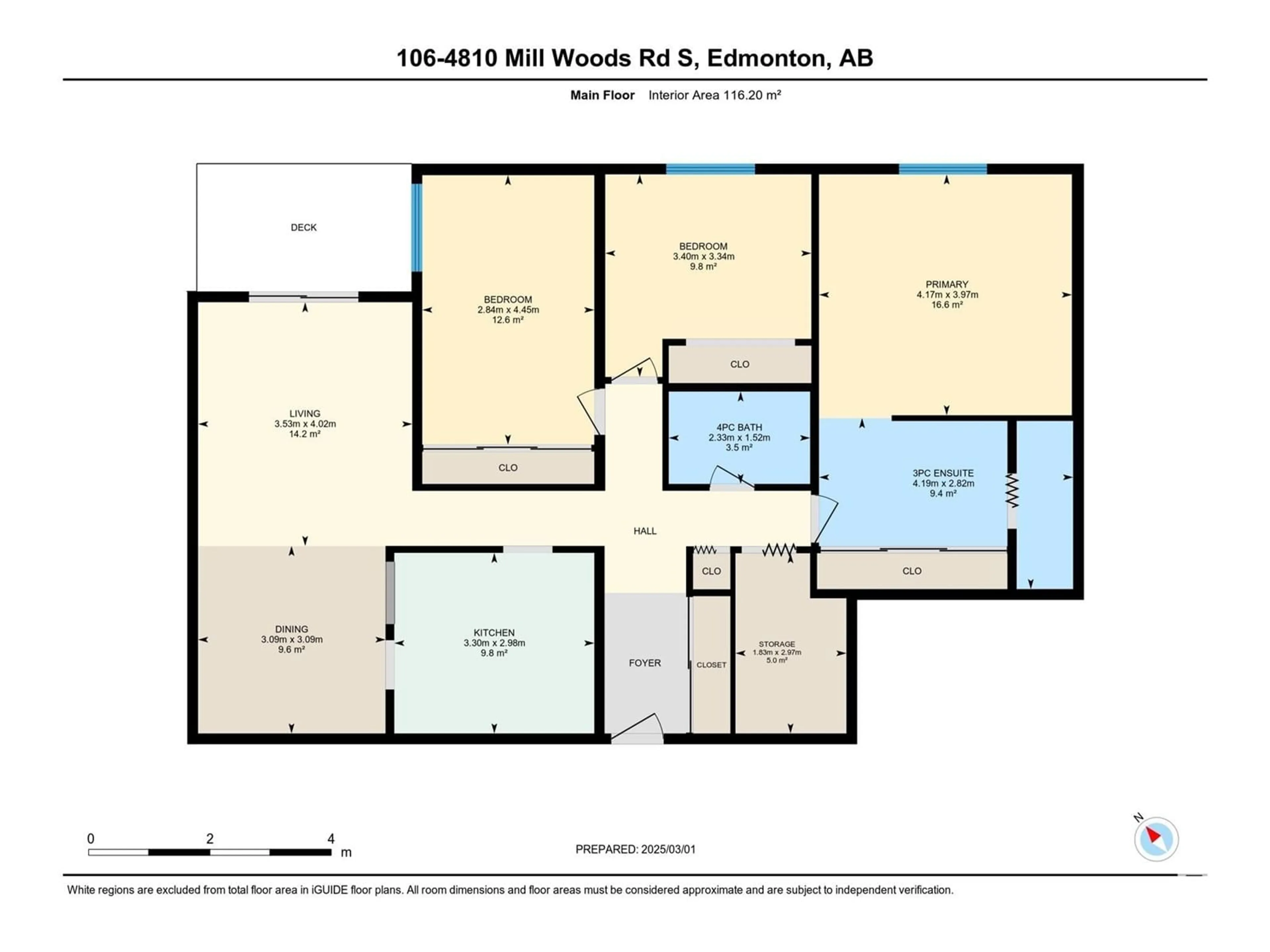 Floor plan for #106 4810 MILL WOODS S NW, Edmonton Alberta T6L5N9