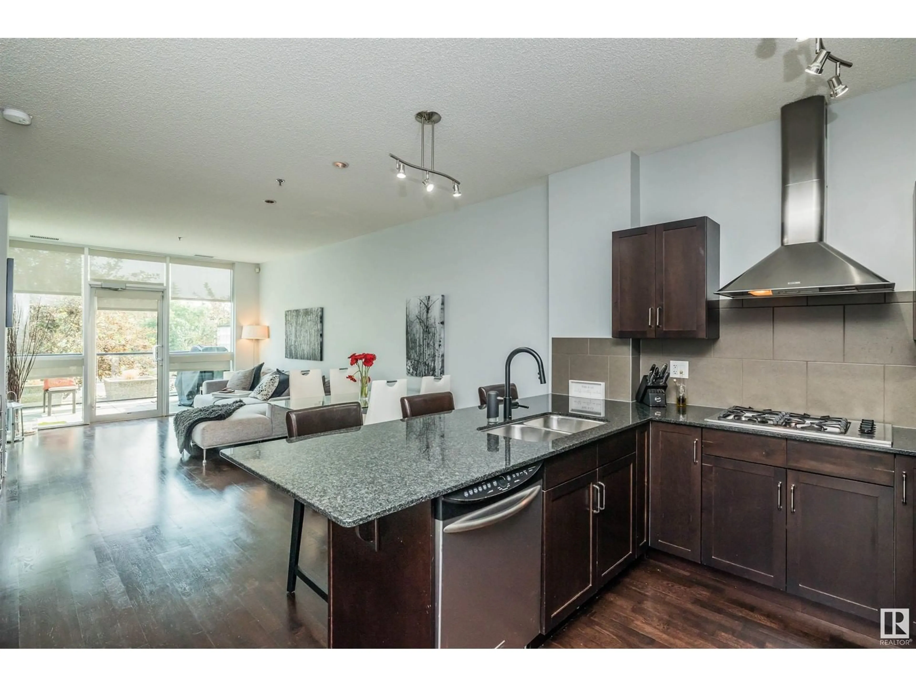 Open concept kitchen, unknown for #100 9316 82 AV NW, Edmonton Alberta T6C0Z6