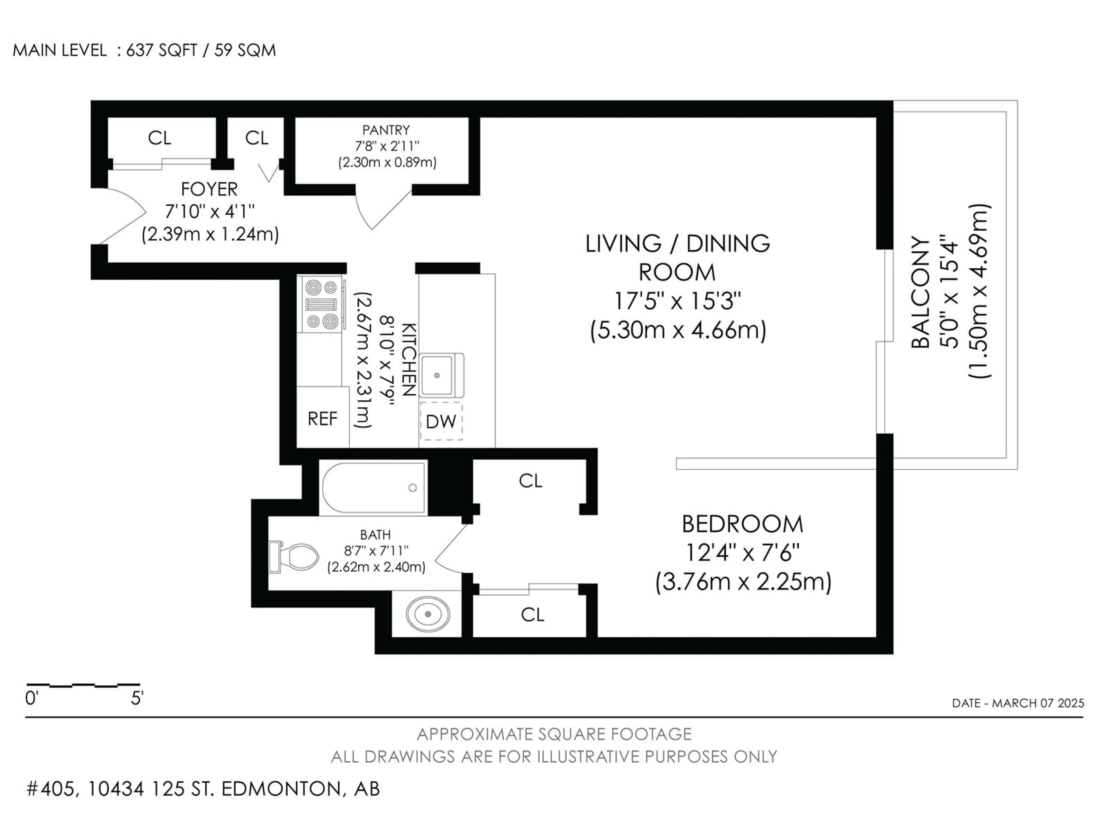 Floor plan for #405 10434 125 ST NW, Edmonton Alberta T5N1T3