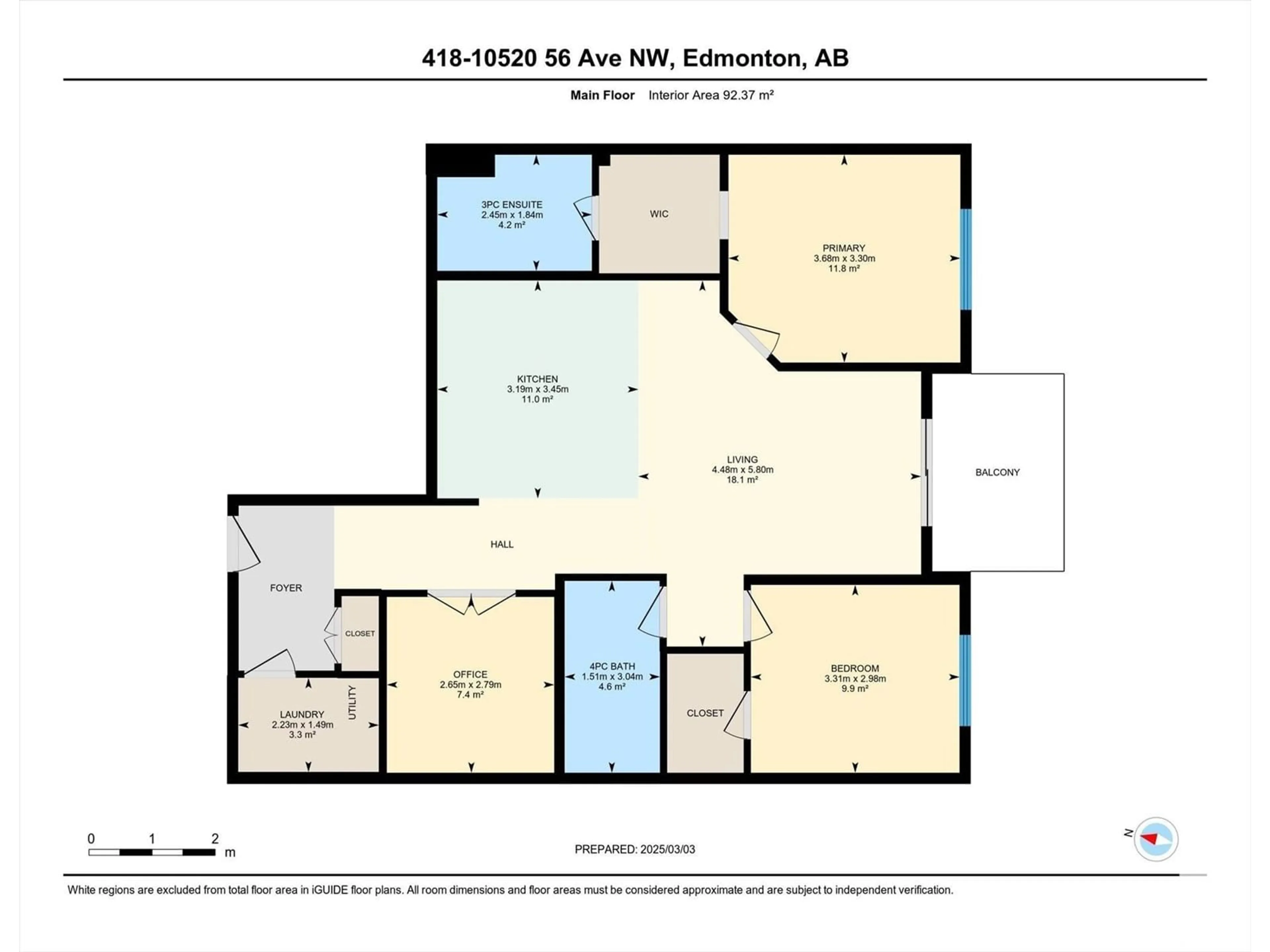 Floor plan for #418 10520 56 AV NW, Edmonton Alberta T6H0X7