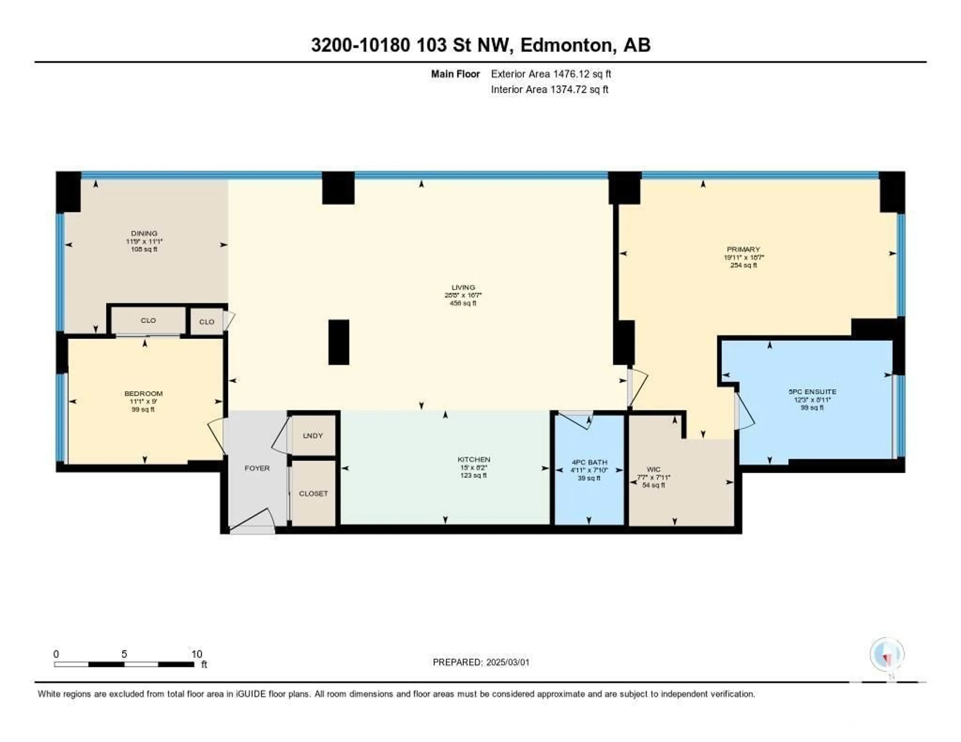 Floor plan for 3200 10180 103 ST NW, Edmonton Alberta T5J0L1