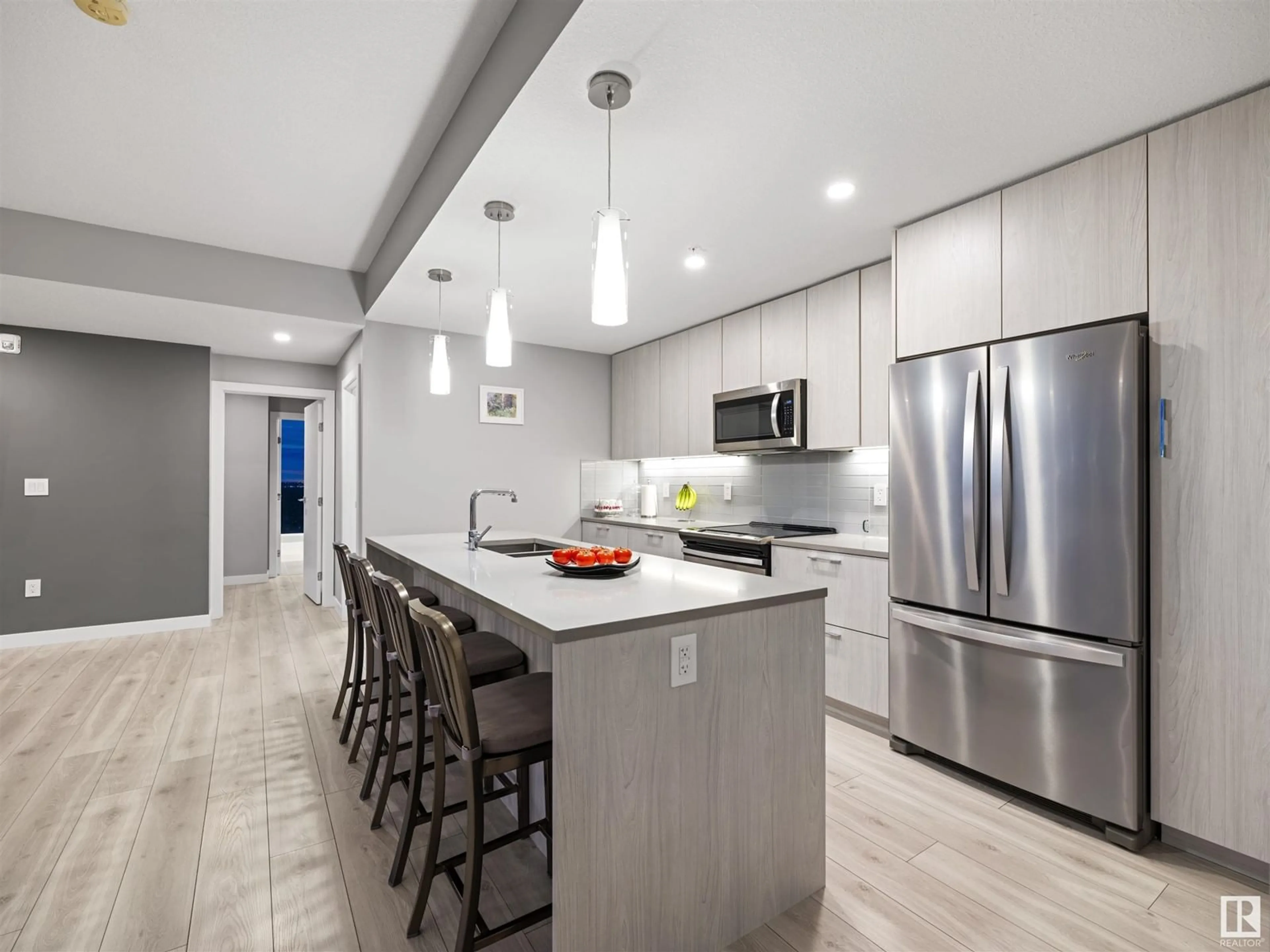 Open concept kitchen, ceramic/tile floor for 3200 10180 103 ST NW, Edmonton Alberta T5J0L1