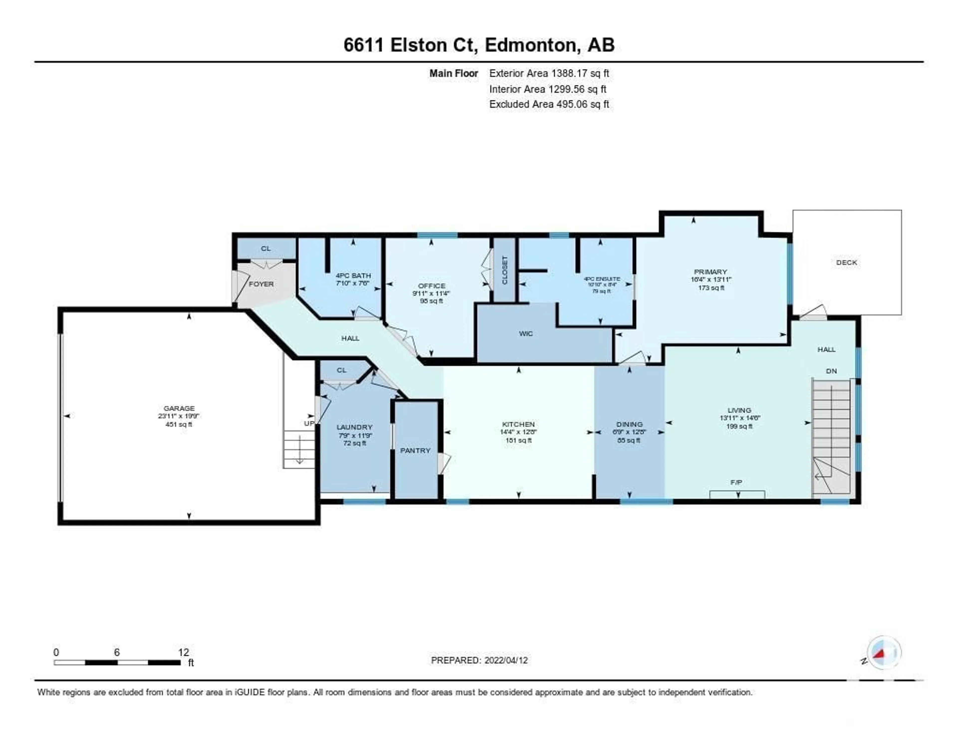 Floor plan for 6611 ELSTON CO NW, Edmonton Alberta T6M0T5