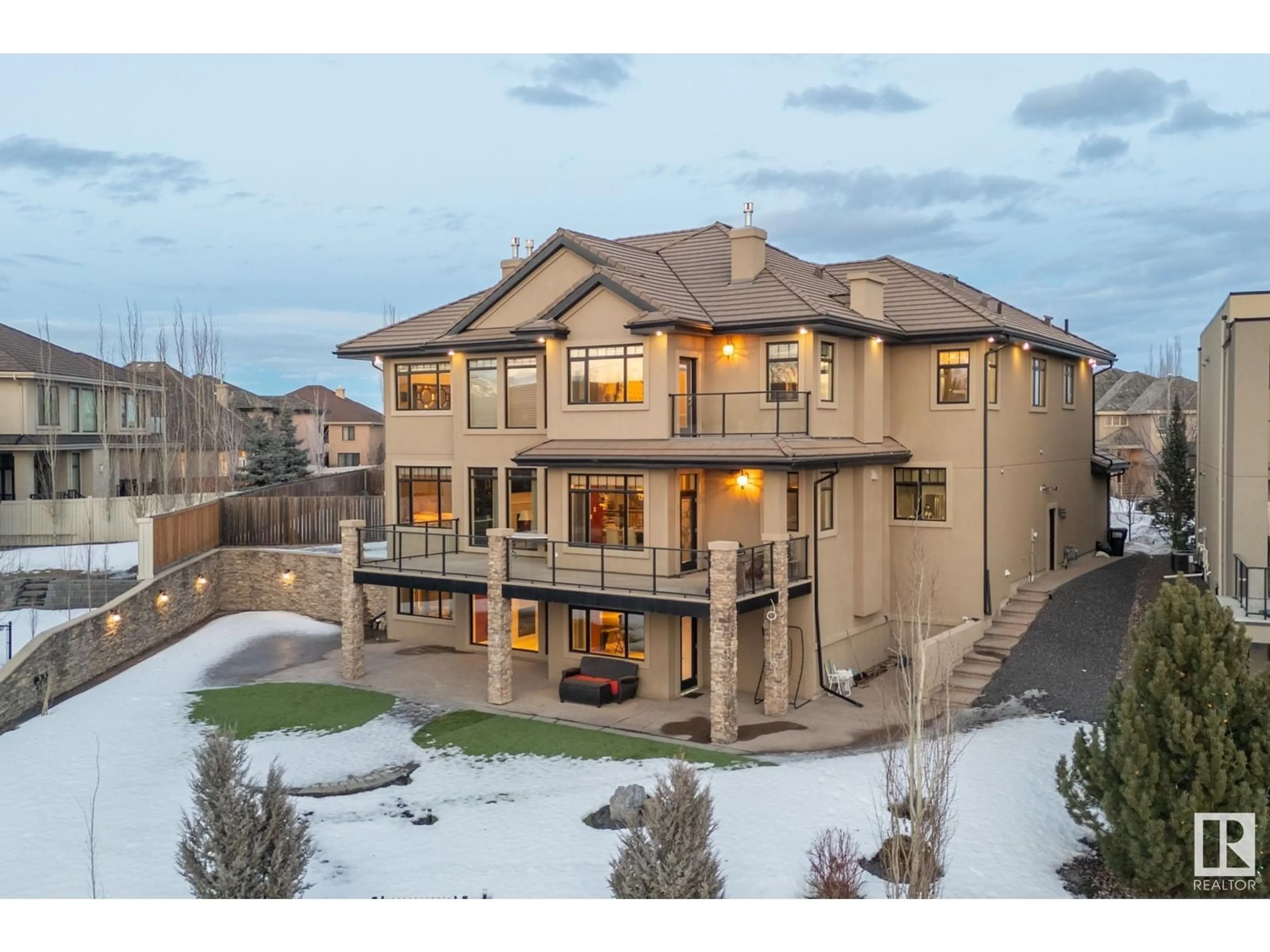 A pic from outside/outdoor area/front of a property/back of a property/a pic from drone, mountain view for 2312 CAMERON RAVINE COVE CV NW, Edmonton Alberta T6M0L2