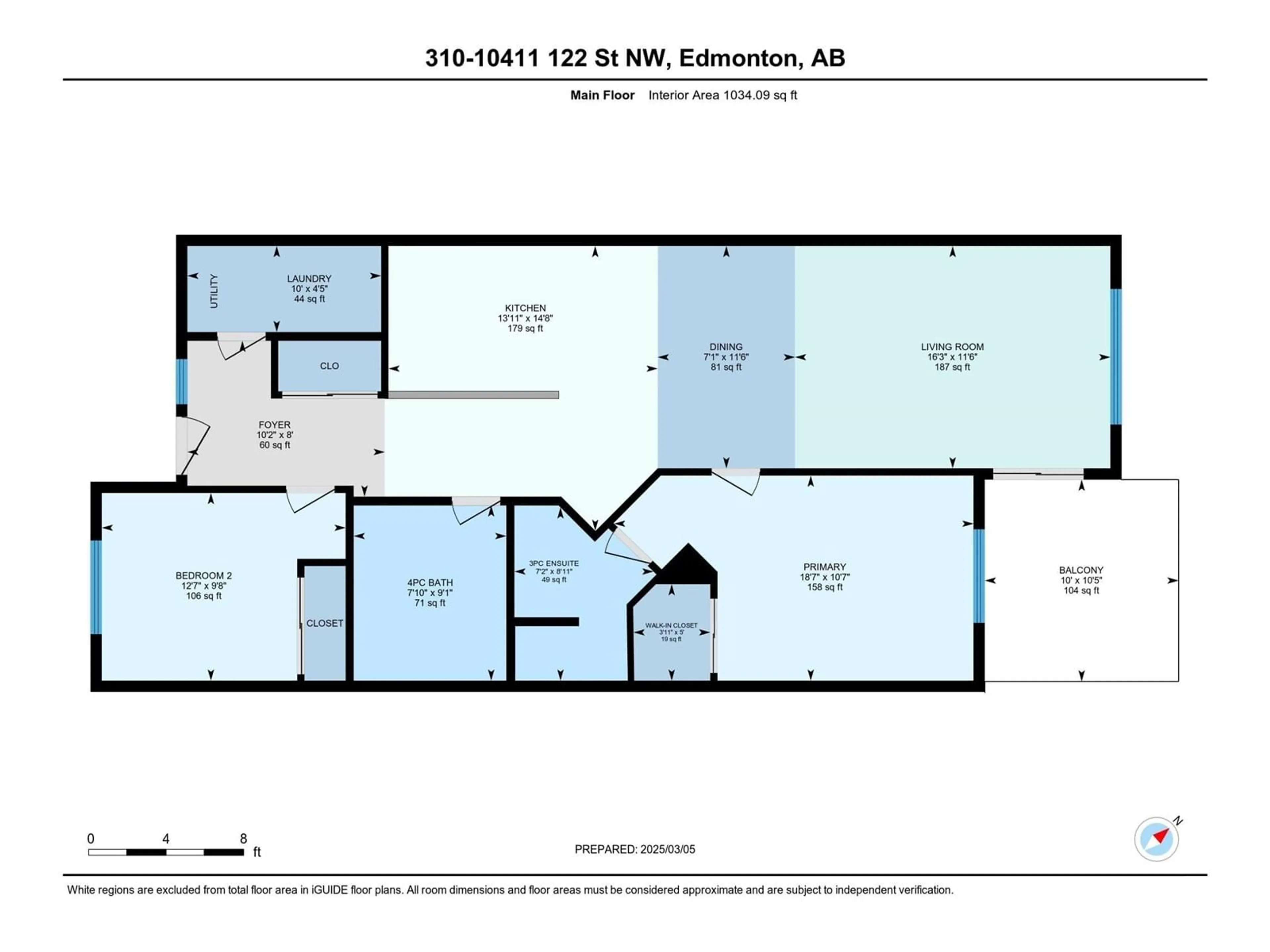 Floor plan for #310 10411 122 ST NW, Edmonton Alberta T5N4C2