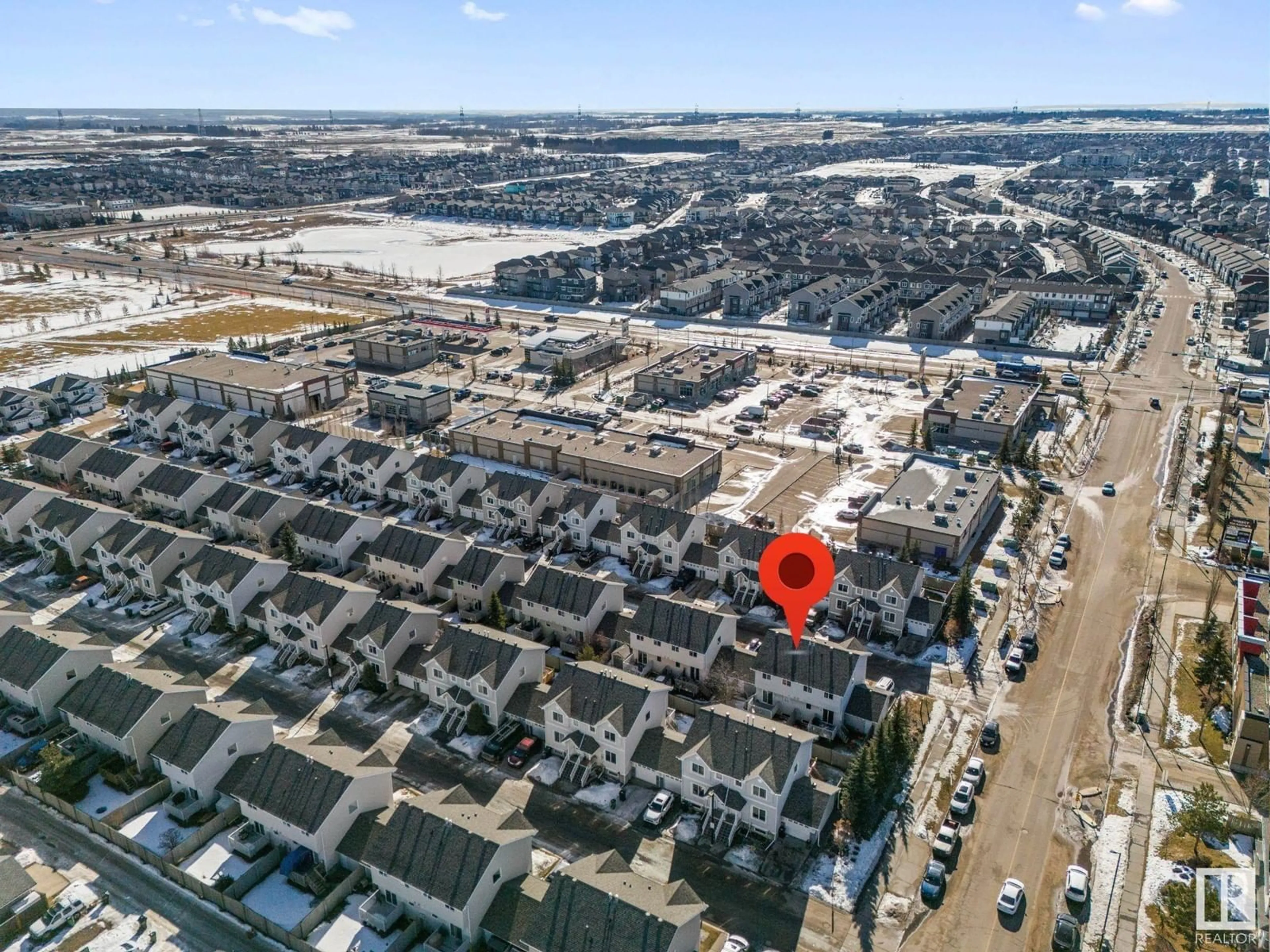 A pic from outside/outdoor area/front of a property/back of a property/a pic from drone, street for #50 2503 24 ST NW, Edmonton Alberta T6T0B5