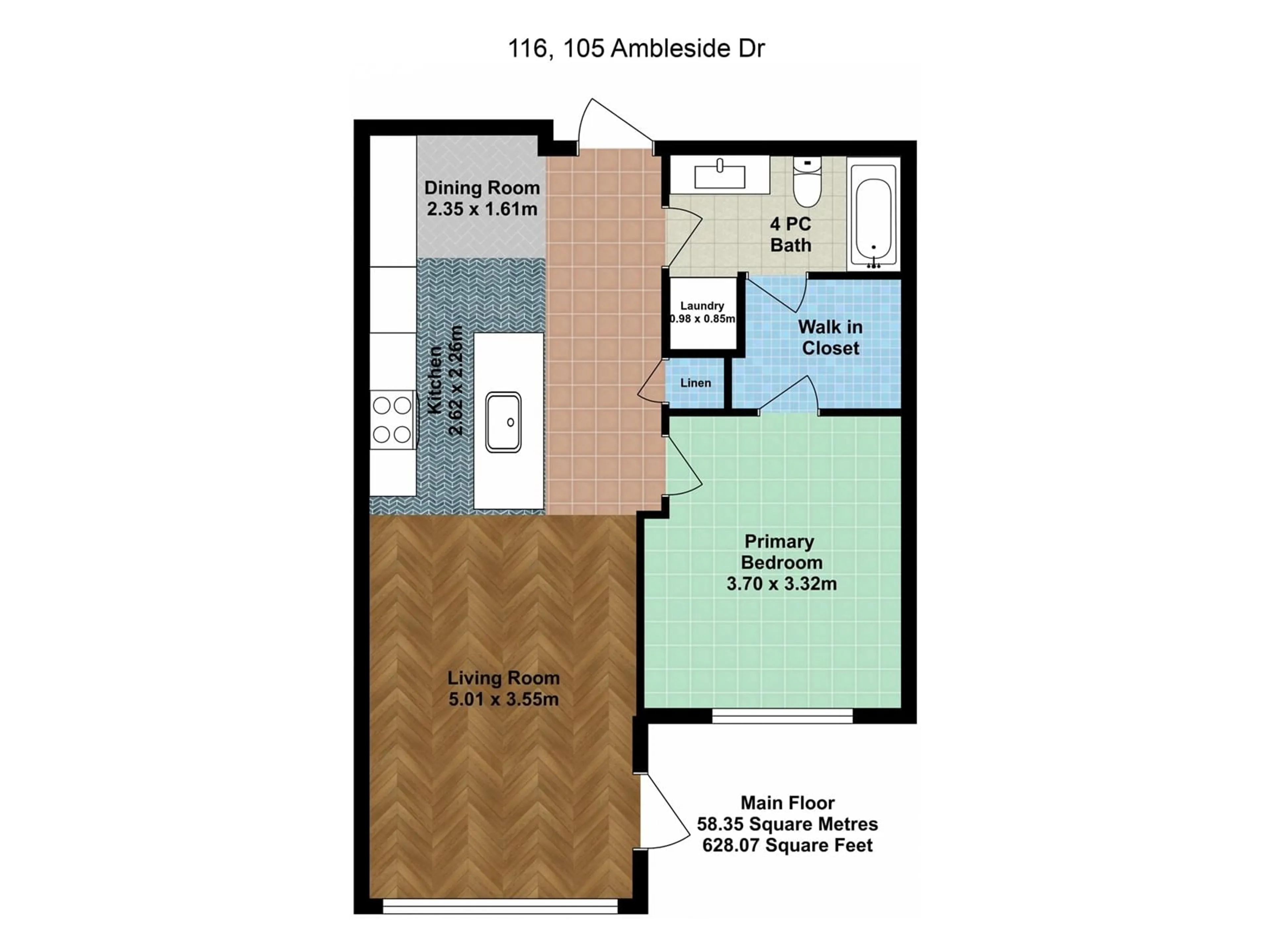 Floor plan for #116 105 AMBLESIDE DR SW SW, Edmonton Alberta T6W0J4